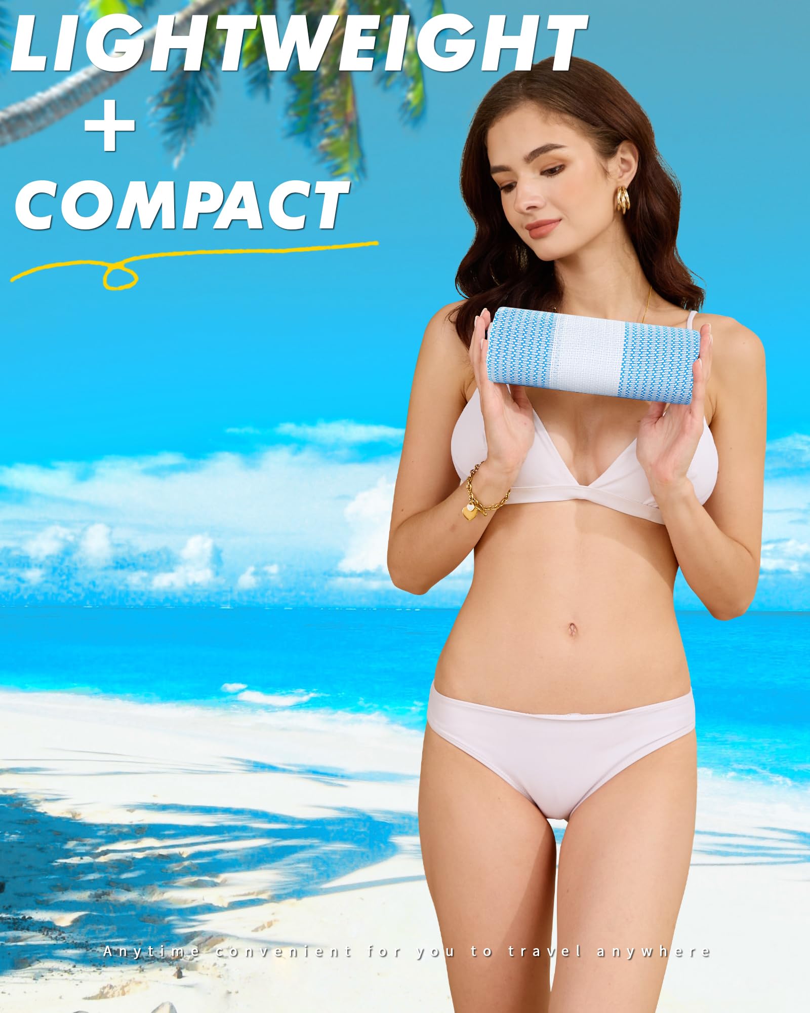 Genovega towel laid on sand demonstrating quick-dry and sand-free benefit