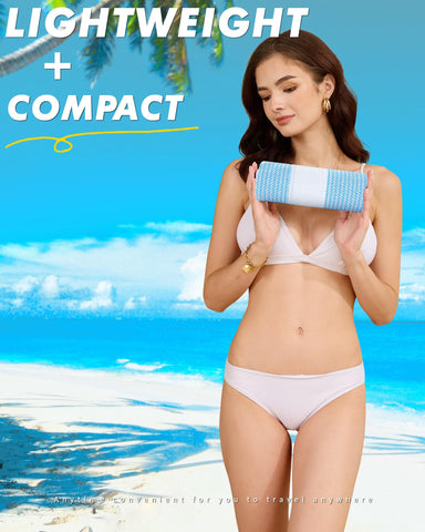 Genovega towel laid on sand demonstrating quick-dry and sand-free benefit