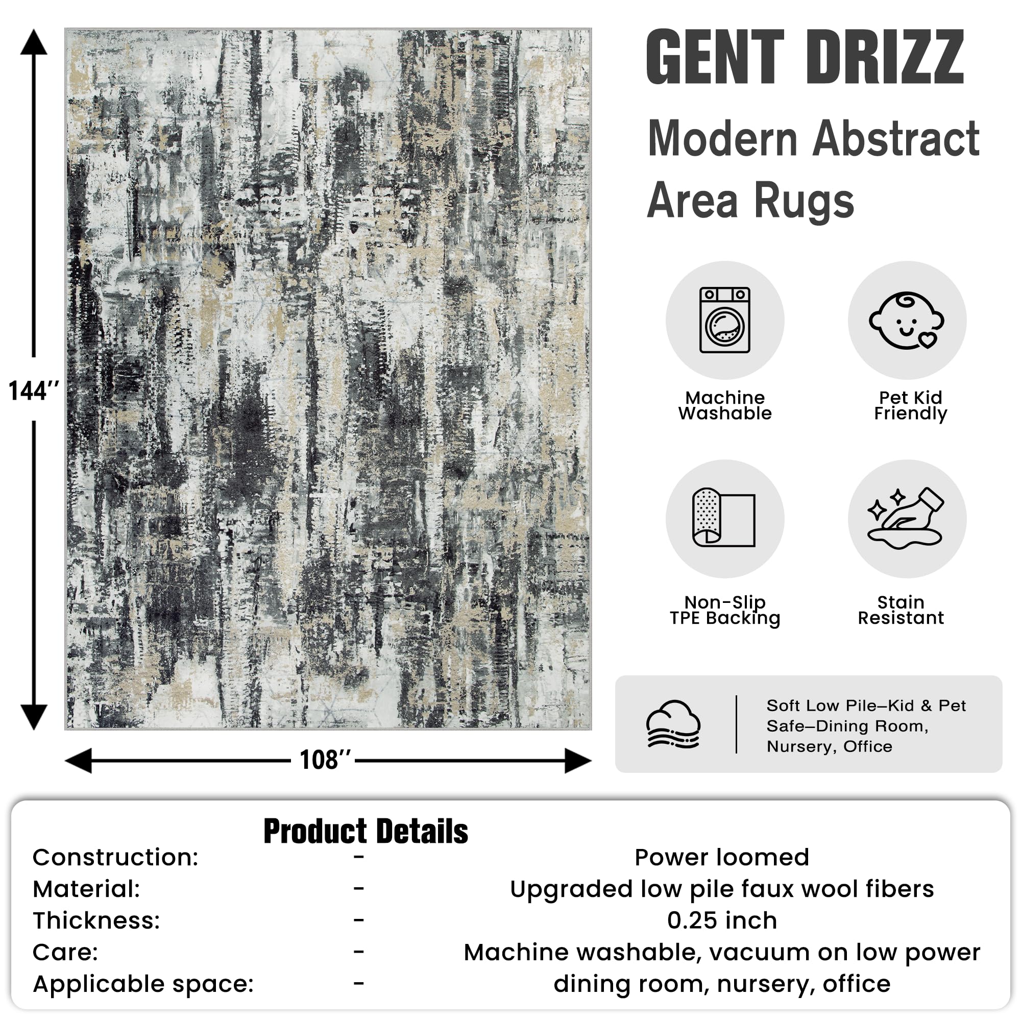 Gent drizz abstract pattern close-up highlighting modern black grey gold design
