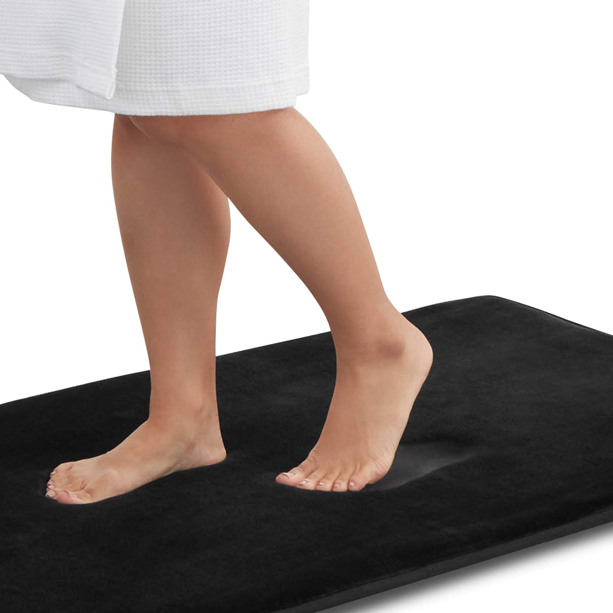 Genteele front view of black 22x36 mat showing plush look and fit