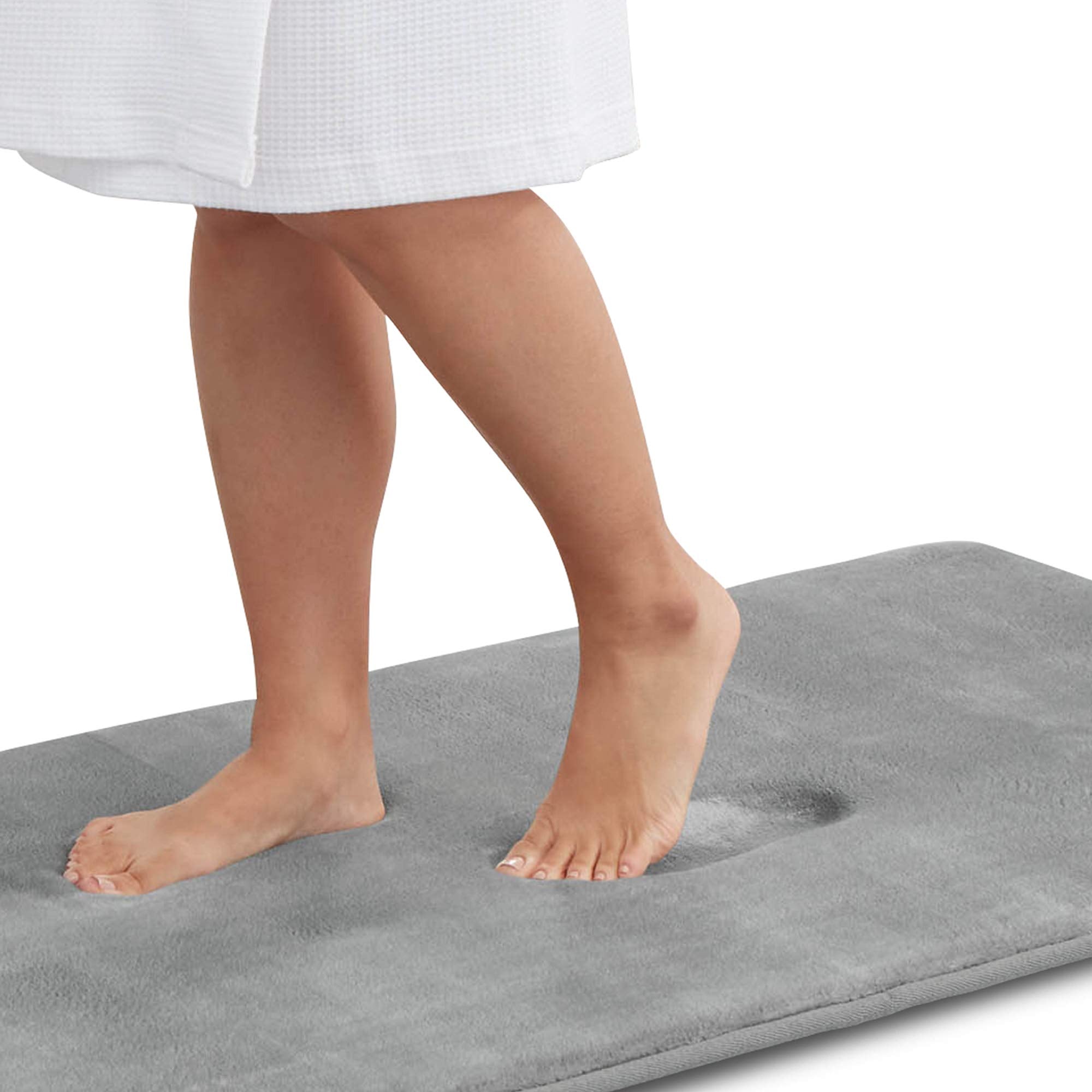 Genteele front view bath mat showing plush grey surface and full coverage