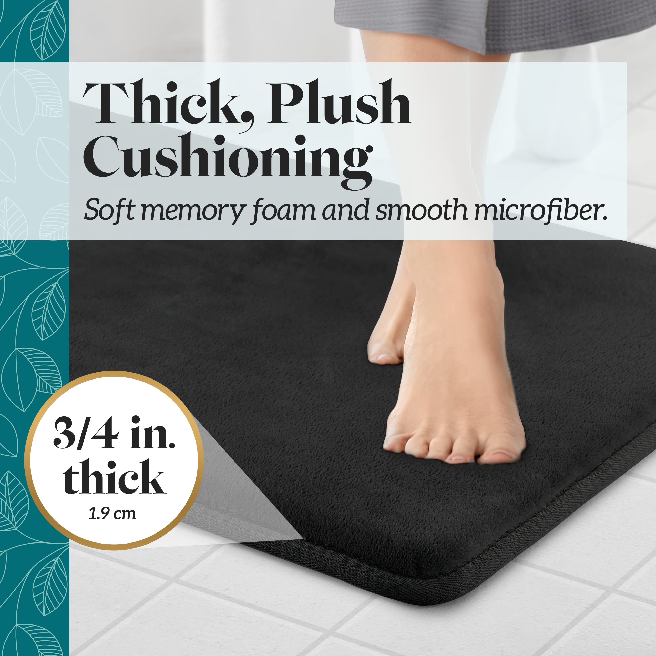 Genteele textured backing detail providing non-slip safety on tile