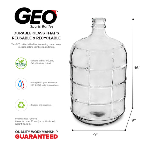 Geo Sports Bottles side profile with measurements for space-saving fit benefit