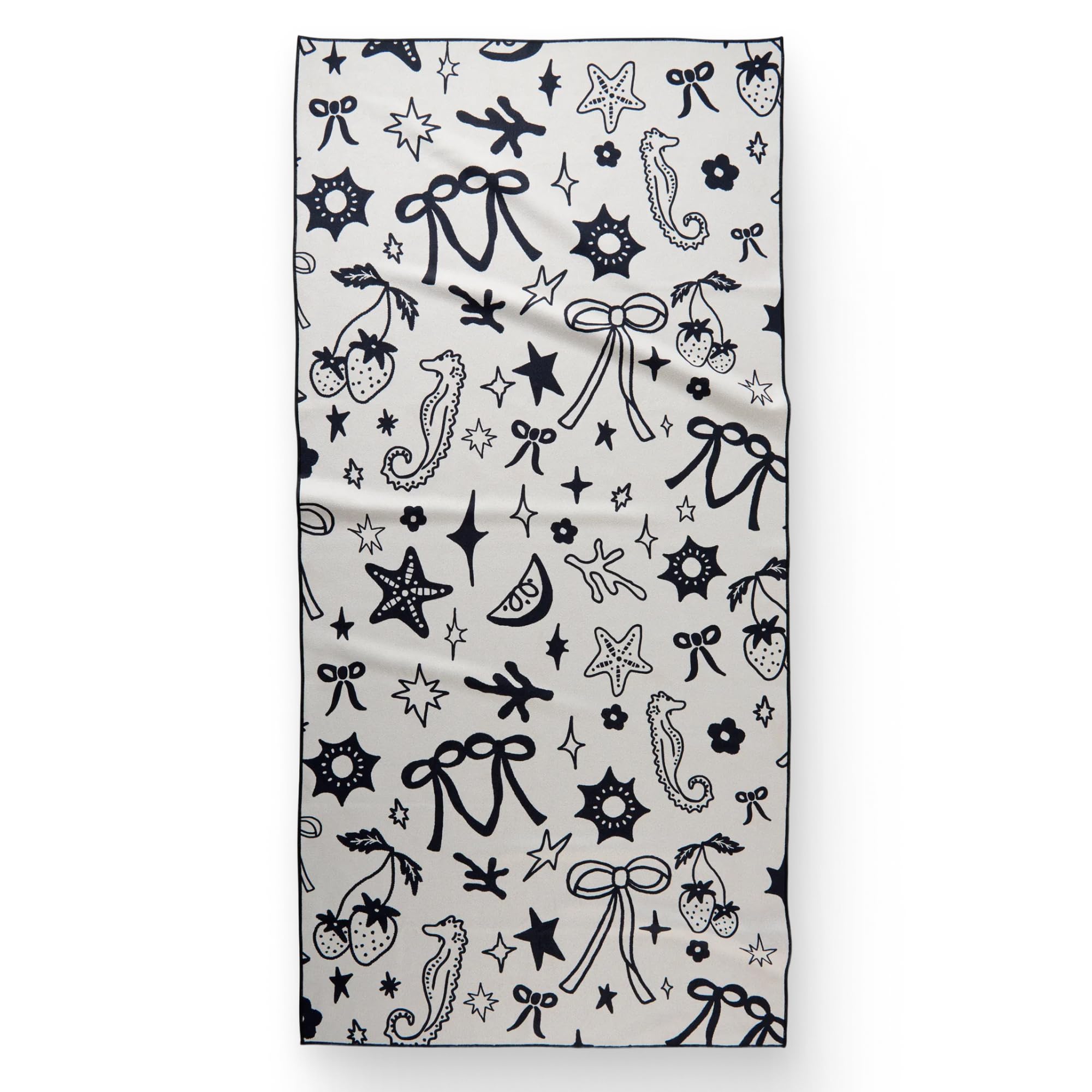 GEOMETRY front view showing Earth and Sea towel vibrant print and portability