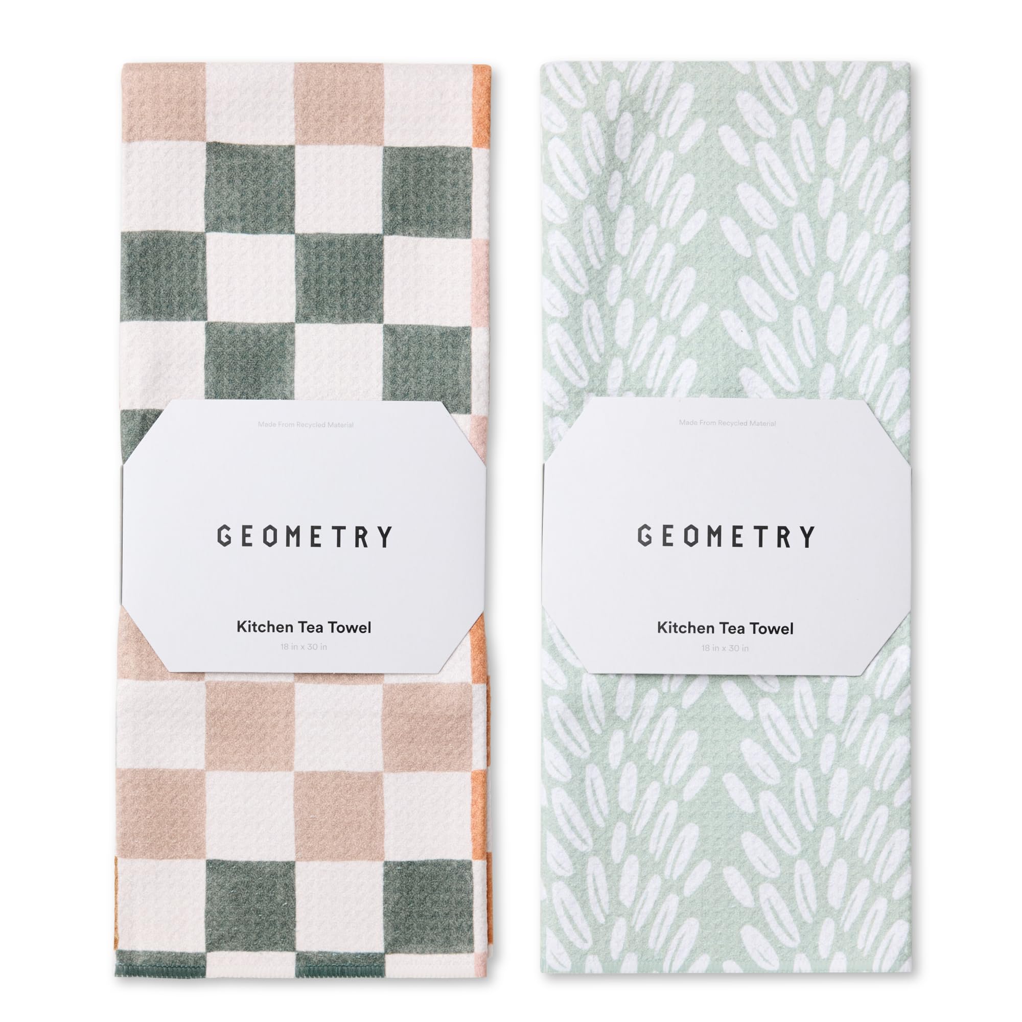 GEOMETRY front packaging showing two quick-dry towels, highlighting value