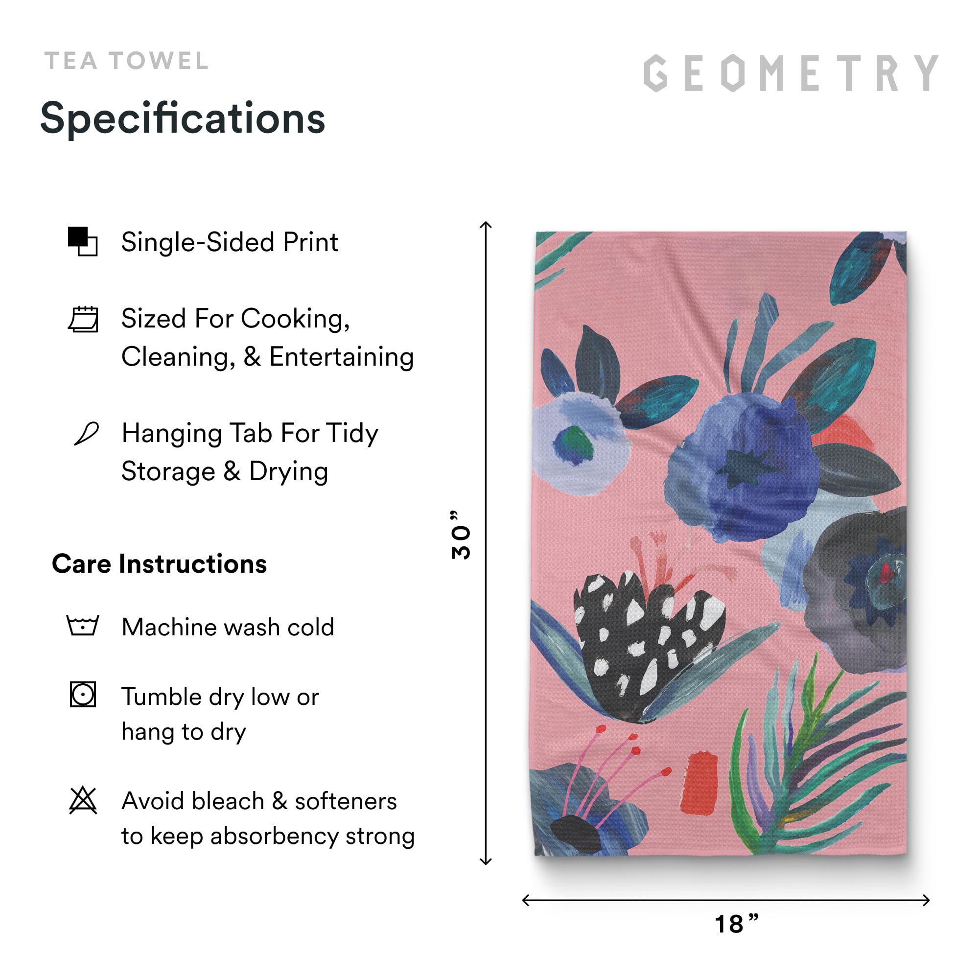 GEOMETRY label detail highlighting post-consumer materials and eco manufacturing advantage