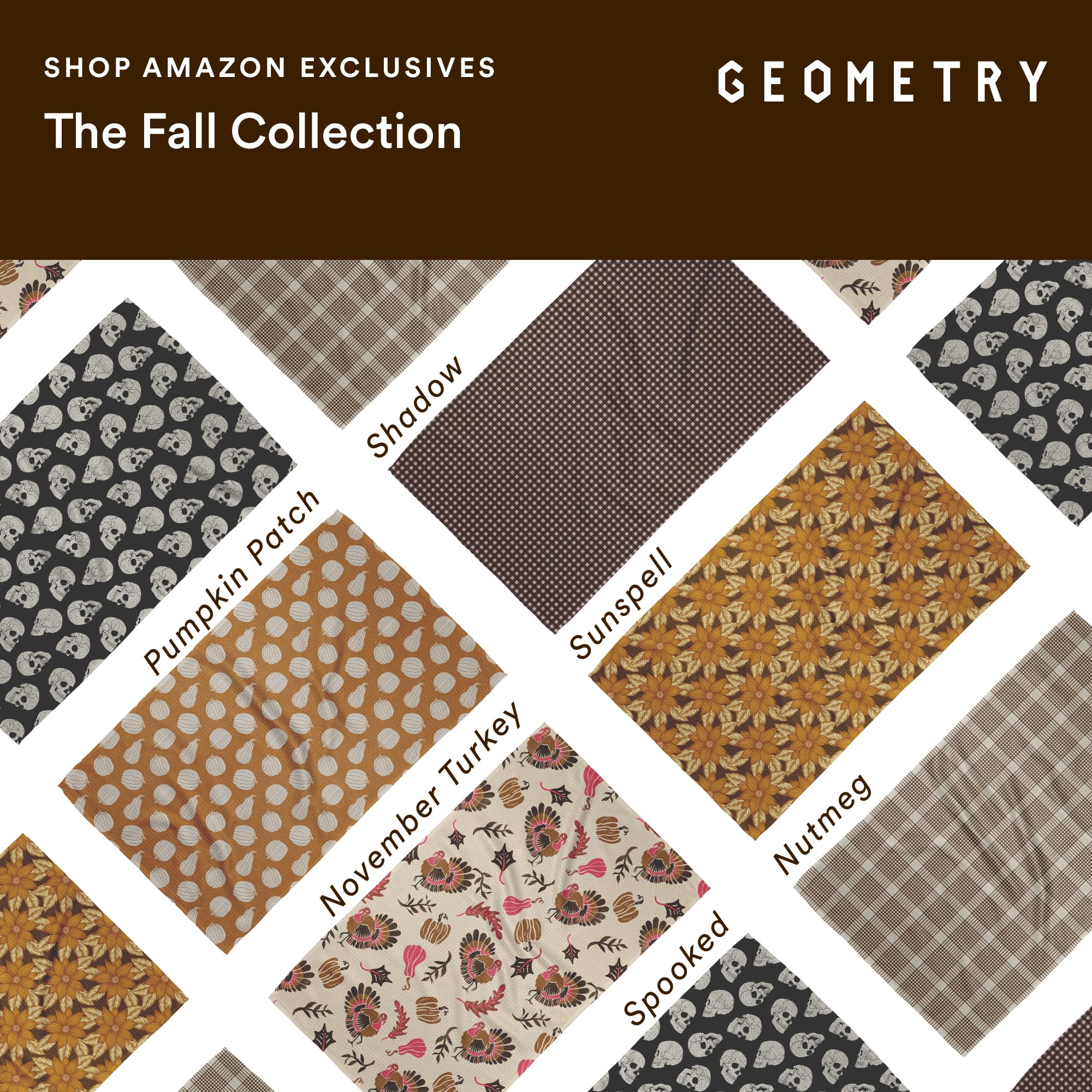 GEOMETRY towels styled in an autumn kitchen to add seasonal color