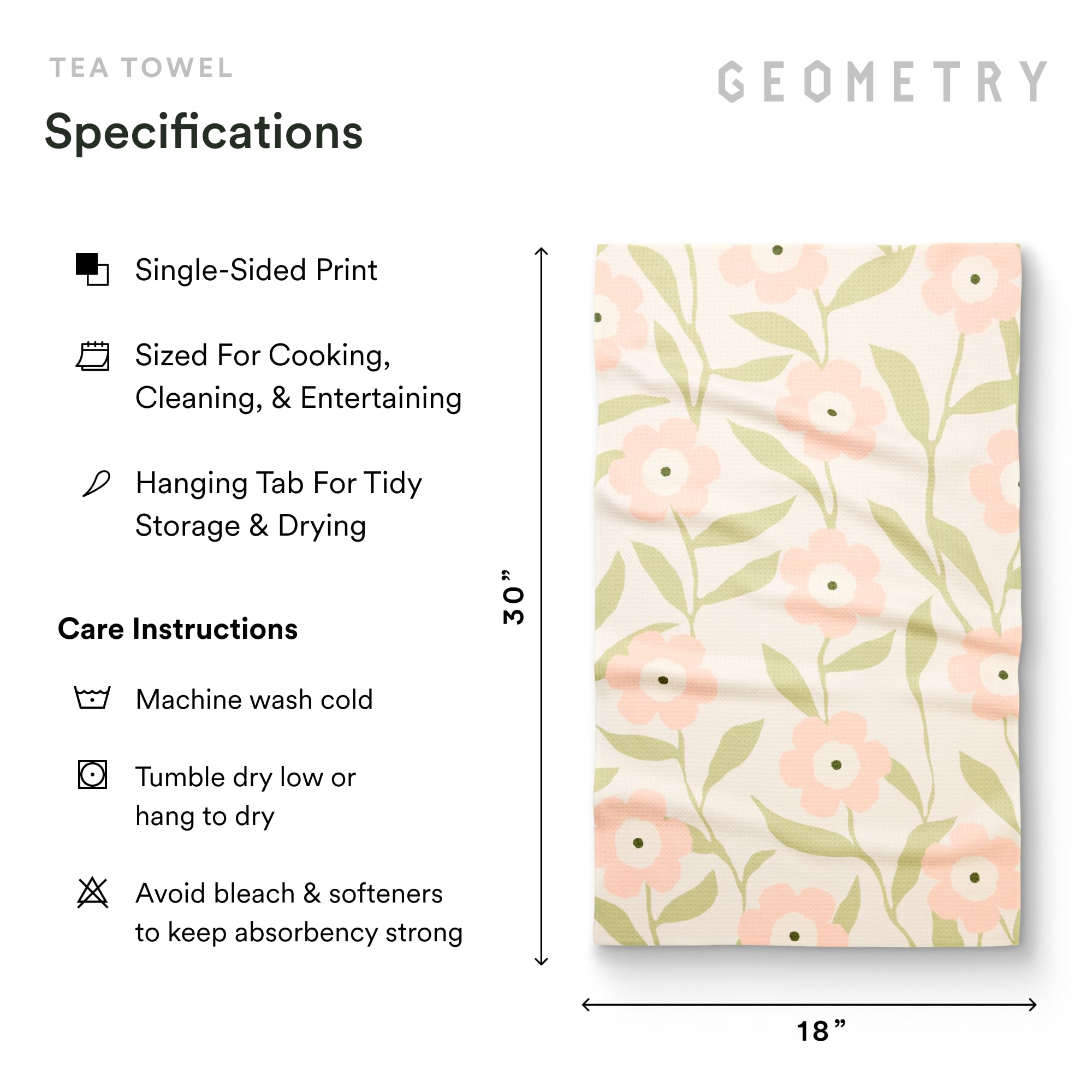 GEOMETRY towels beside common kitchen items showing size and scale advantage