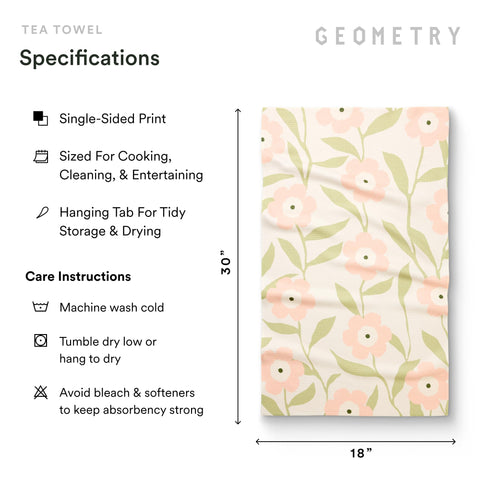 GEOMETRY towels beside common kitchen items showing size and scale advantage