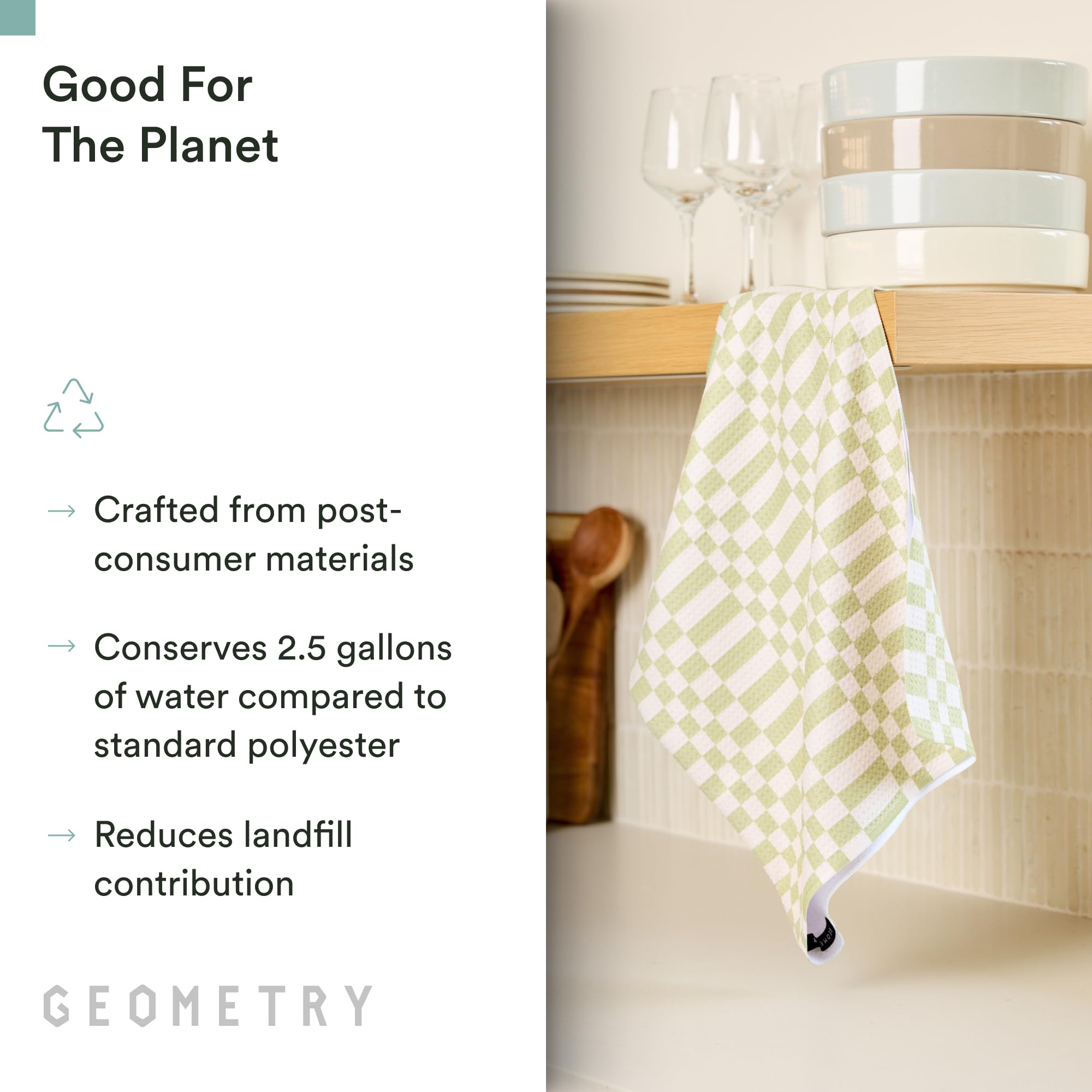 GEOMETRY towel in hand demonstrating lightweight feel and fast drying