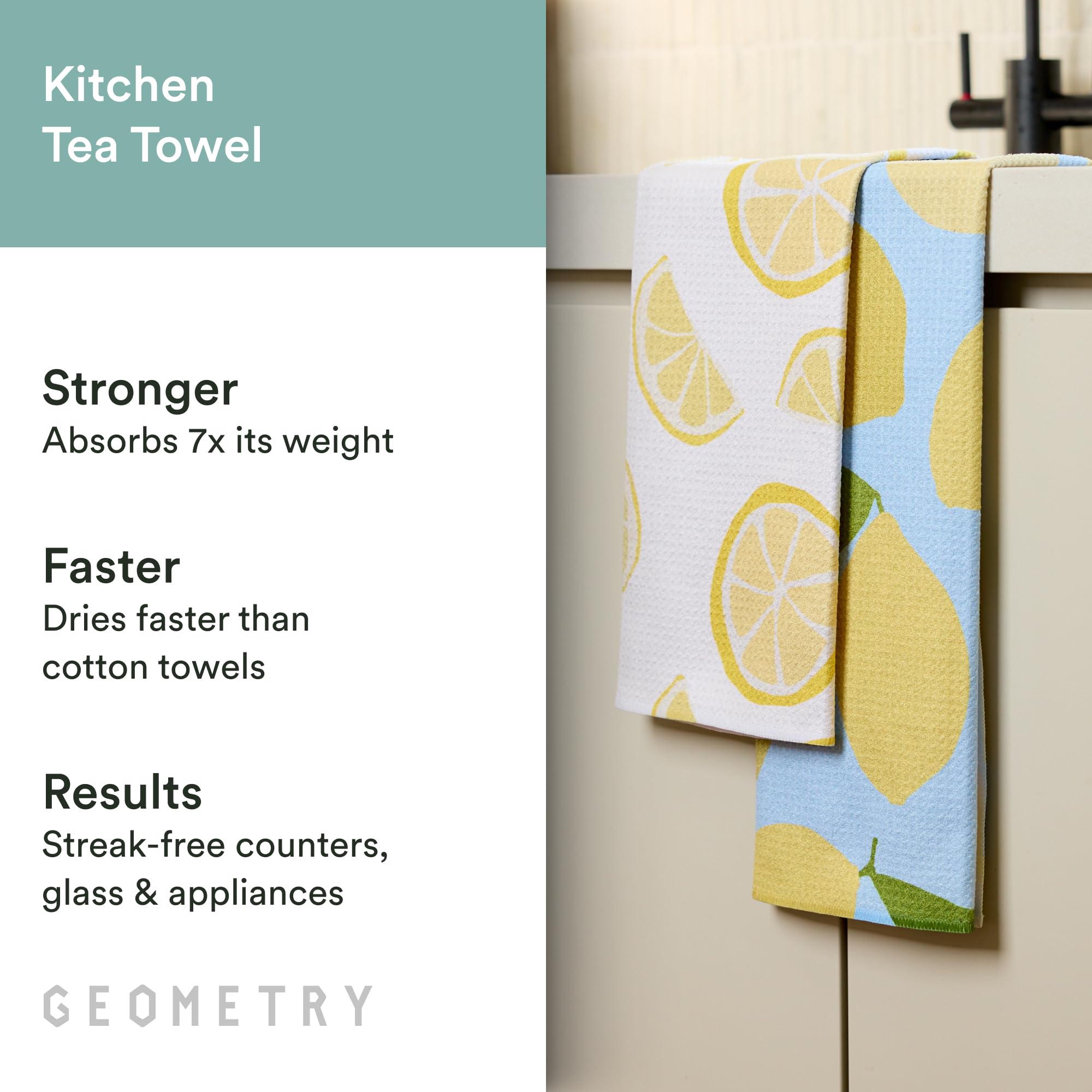 GEOMETRY full towel laid flat demonstrating 18 by 30 inch size advantage