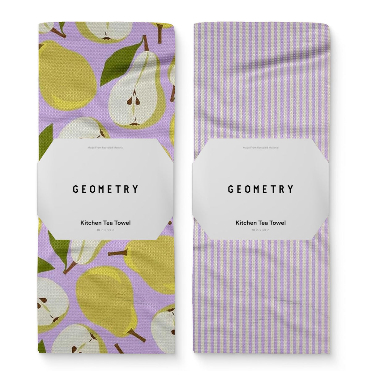 GEOMETRY front packaging showing Pear Parade toweling and quick-dry benefit