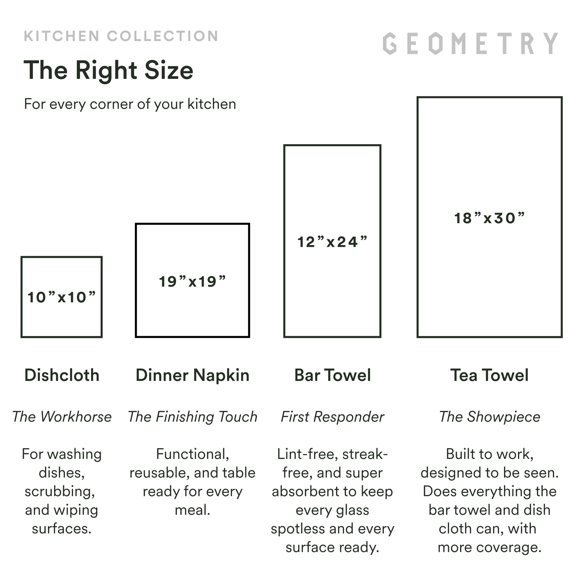 GEOMETRY towel beside ruler showing accurate size for versatile tasks