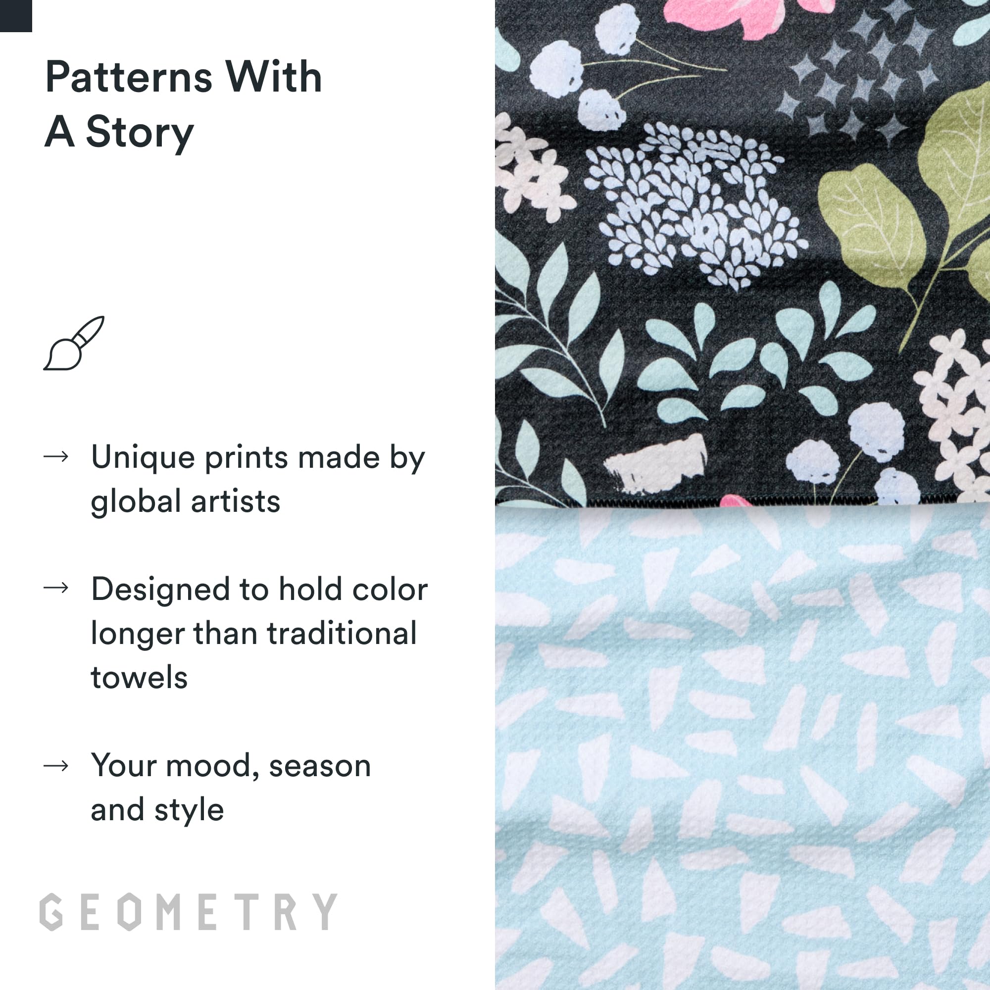 GEOMETRY towel wiping countertop showing superior cleaning benefit