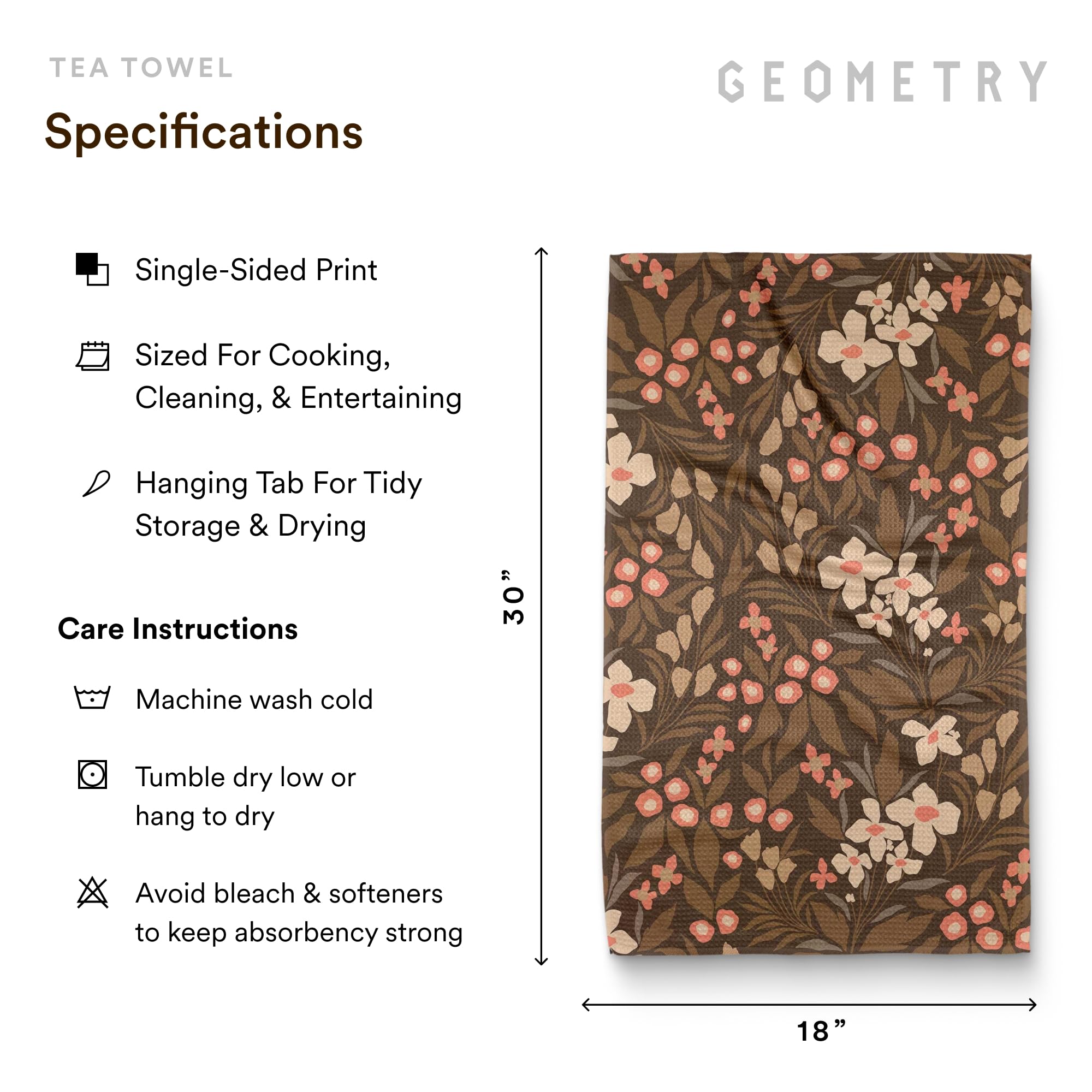GEOMETRY towel beside a dinner plate for clear size and scale
