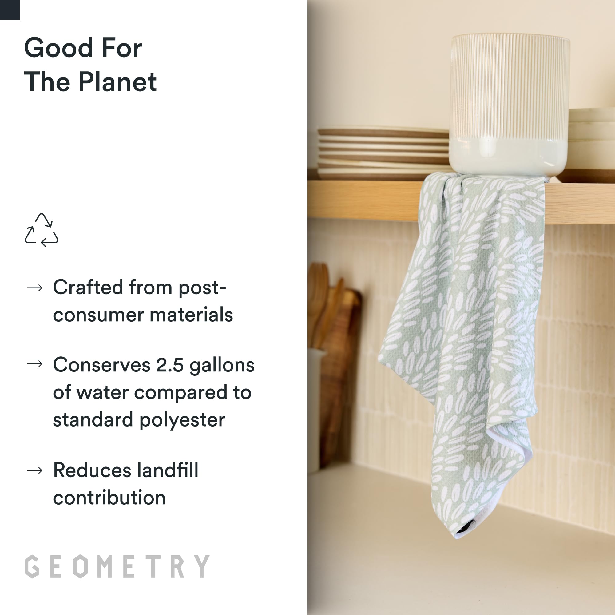 GEOMETRY towel absorbing spilled water, demonstrating fast drying