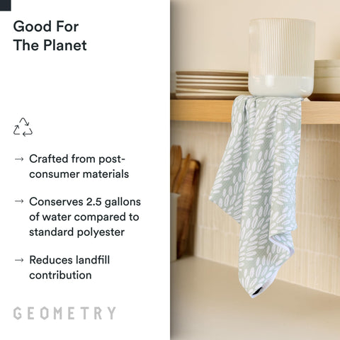 GEOMETRY towel absorbing spilled water, demonstrating fast drying