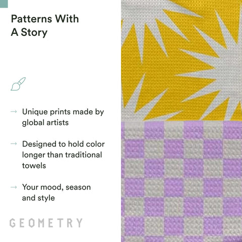 GEOMETRY folded towel on counter showing soft feel and neat storage benefit