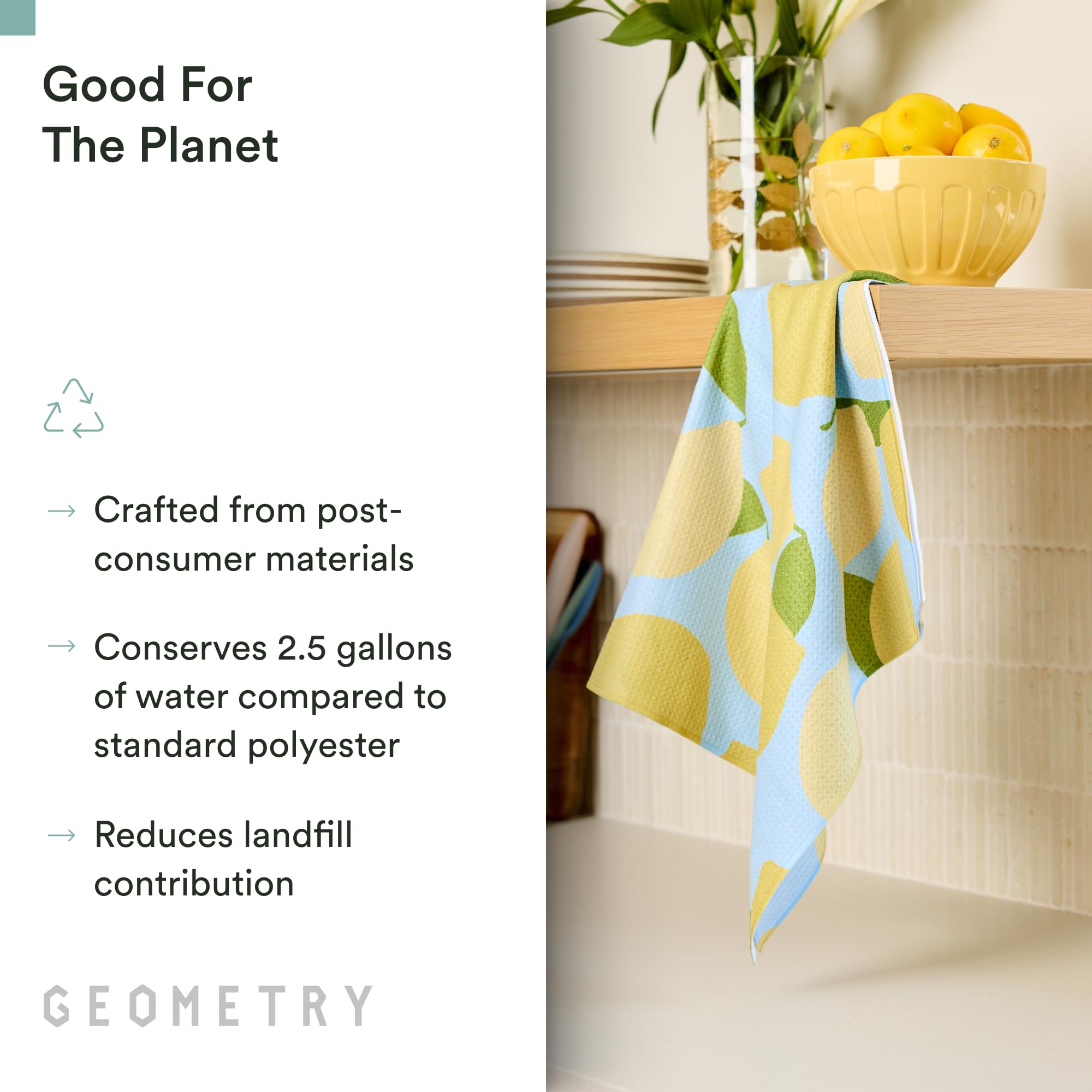 GEOMETRY towel drying glassware quickly with streak-free finish benefit