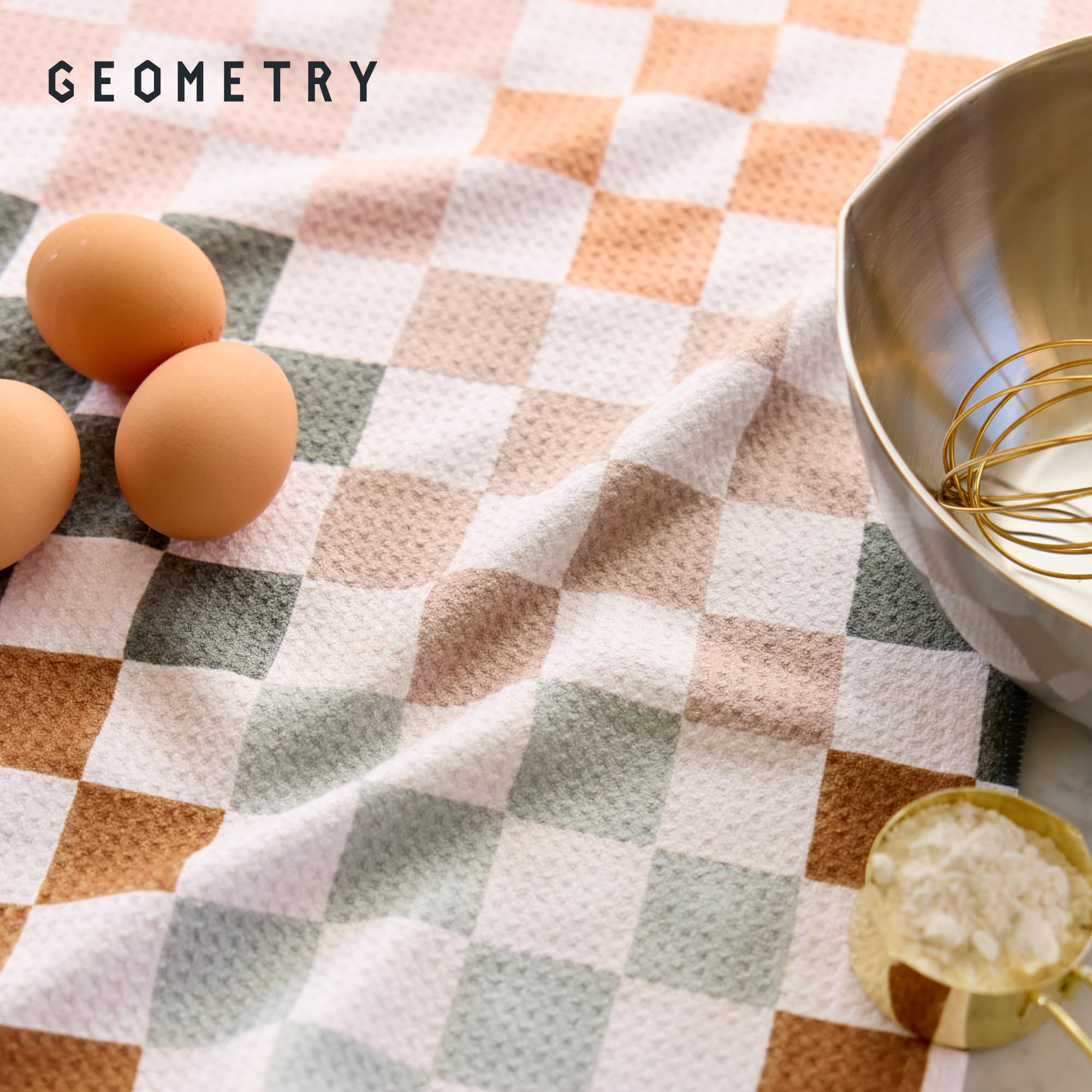 GEOMETRY two towels flat lay with checkmate pattern, versatile kitchen use