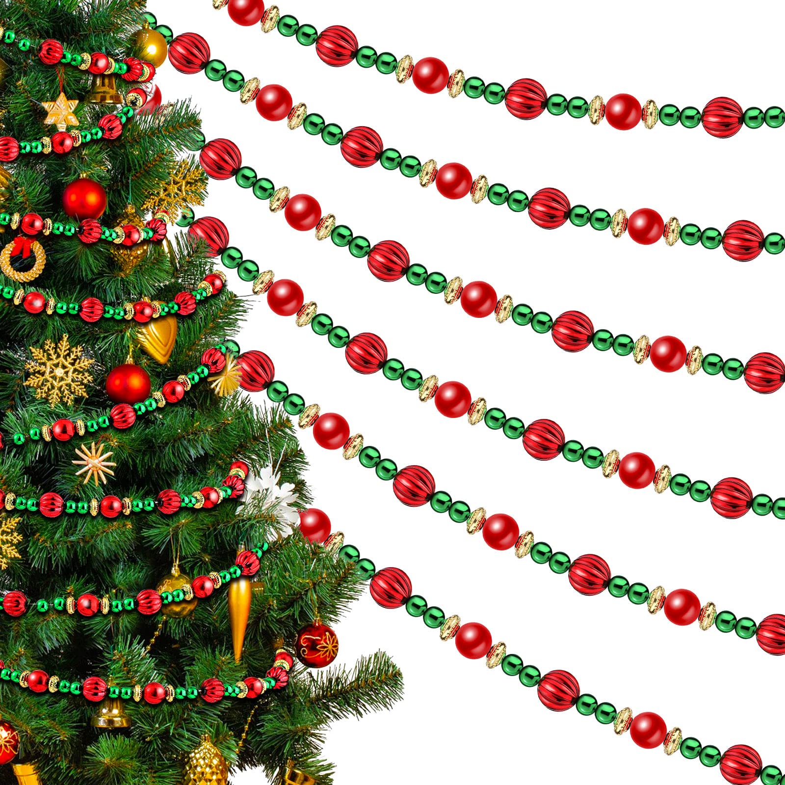 Geosar front packaging showing six 9ft red and green strands, convenient length