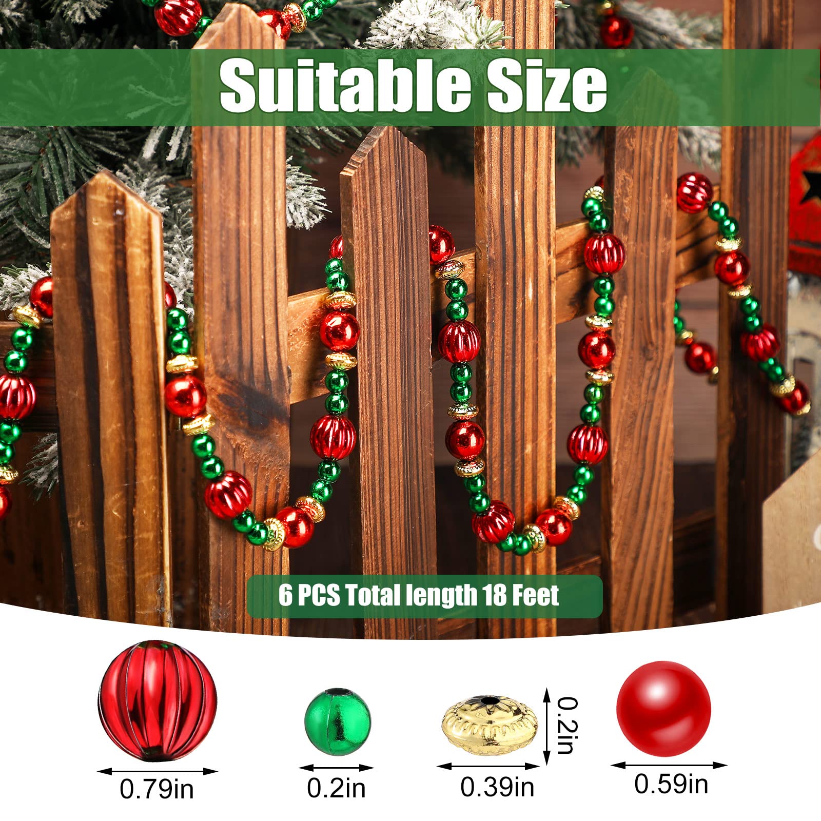 Geosar bead garland draped on tree adding classic red and green holiday warmth