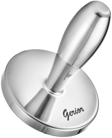 Gerior front view of solid stainless steel meat pounder showing robust build and hygiene benefit