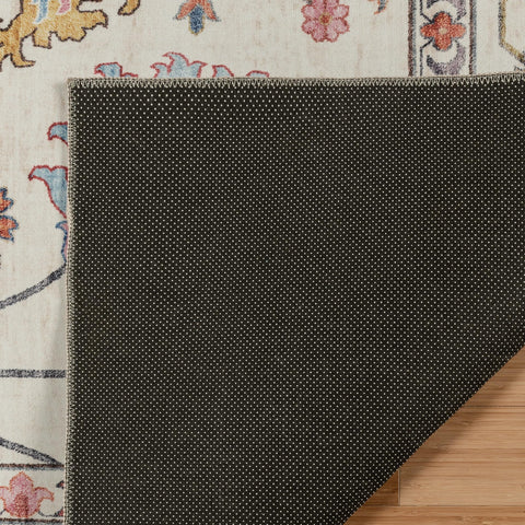 Gertmenian latex backing detail showing non-slip grip for safer placement