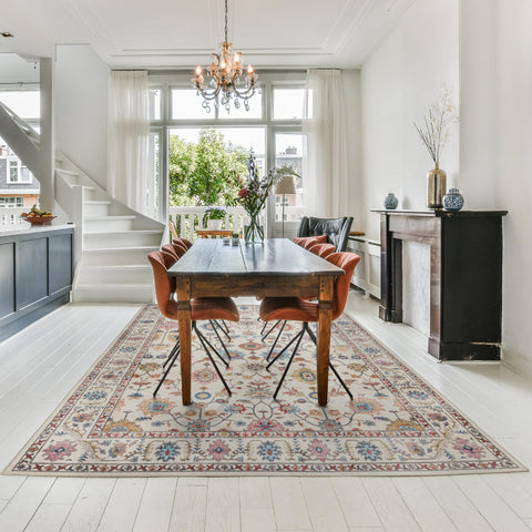 Gertmenian staged living room with Cullen rug under sofa enhancing decor and durability