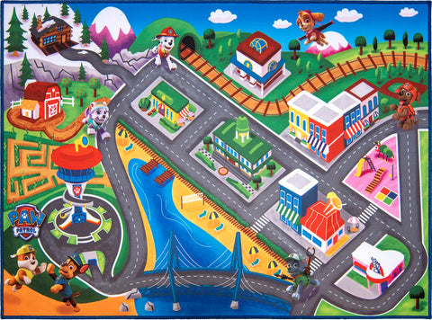 Gertmenian rug shown next to toys to illustrate 40x54 inch size for room planning