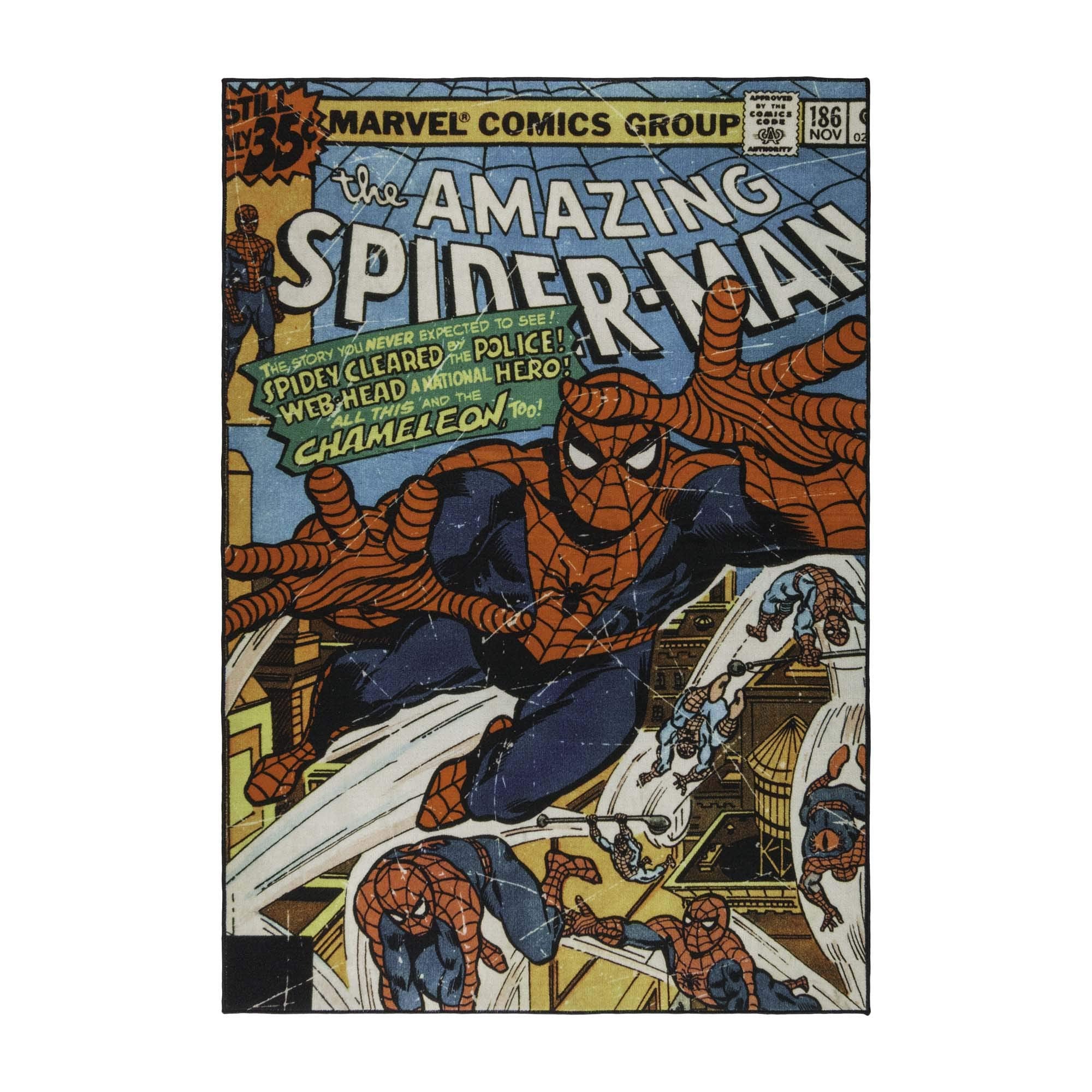 Gertmenian Spiderman front view showcasing bold superhero colors and kid-friendly benefit
