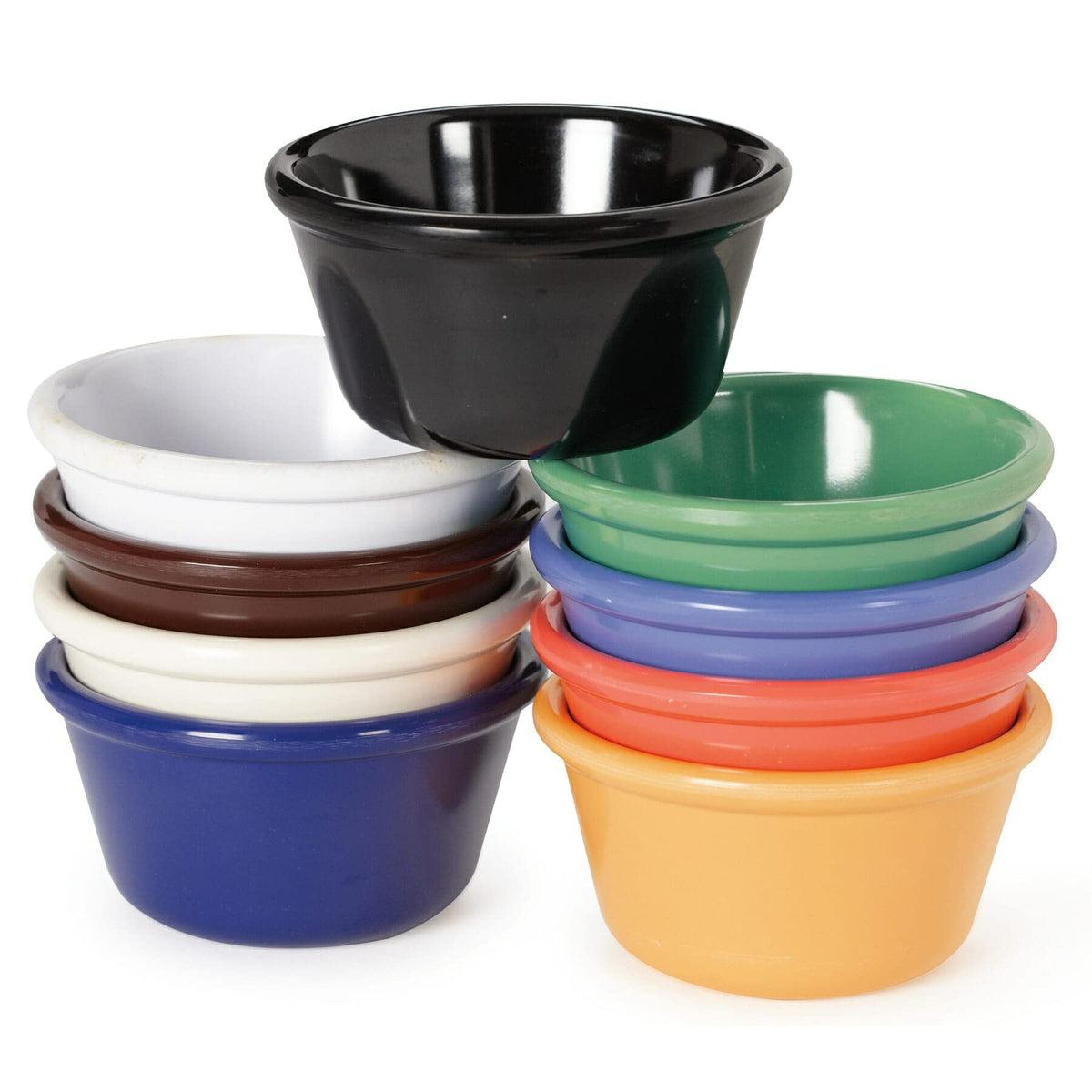 G.E.T. ramekin front view showing Mardi Gras colors and capacity for quick identification