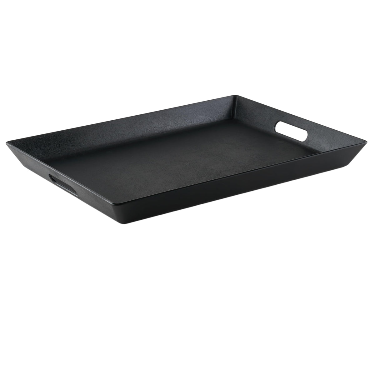GET black tray front view showing elegant flared sides and NSF benefit
