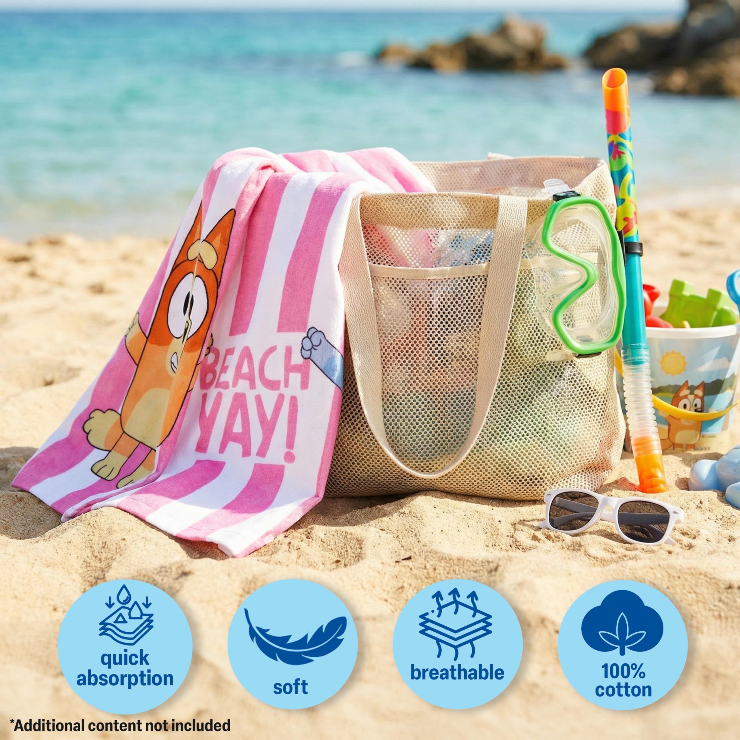 Get Trend Bluey back full-print view showing colorful characters and durable fabric