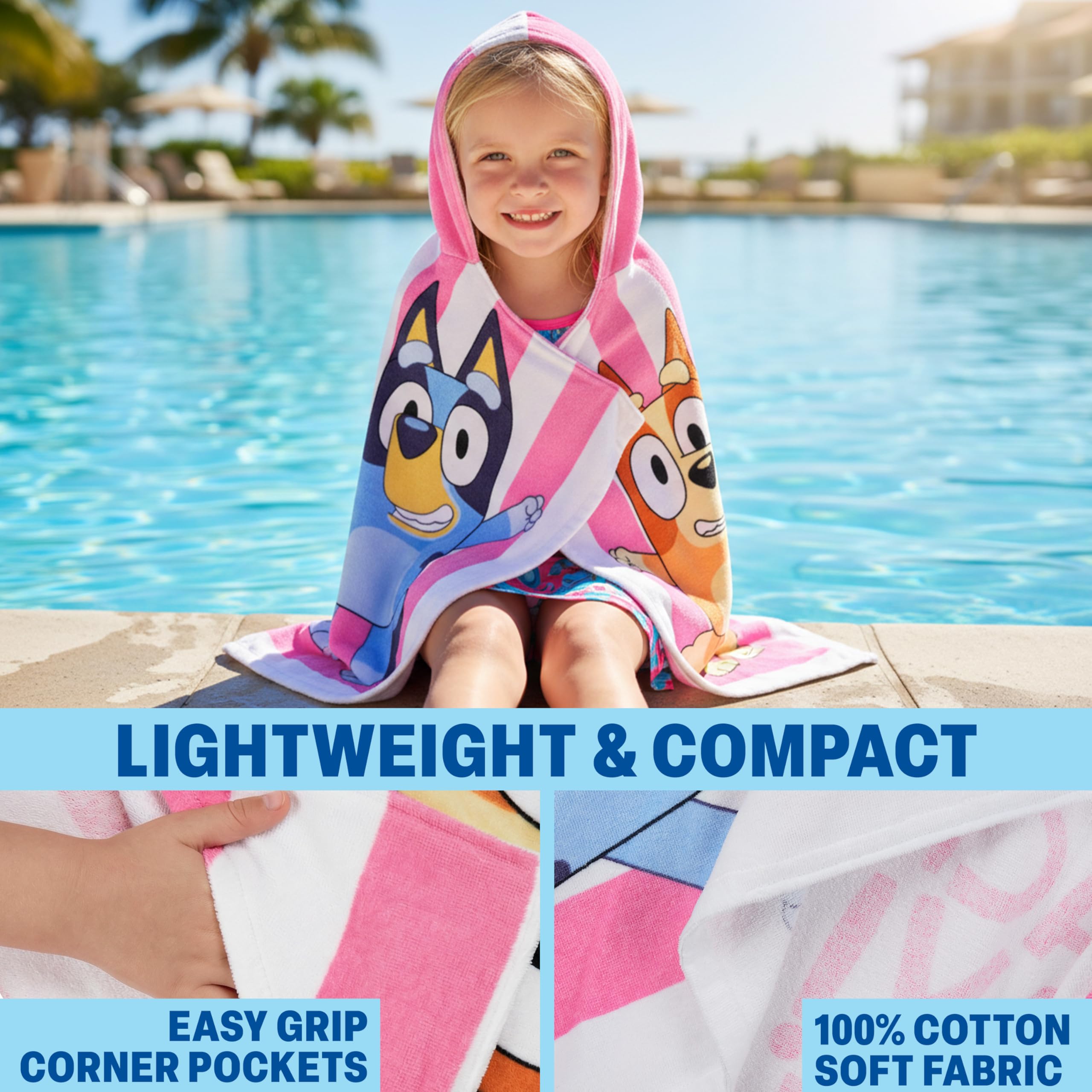 Get Trend Bluey hood detail close-up highlighting soft cotton and snug fit