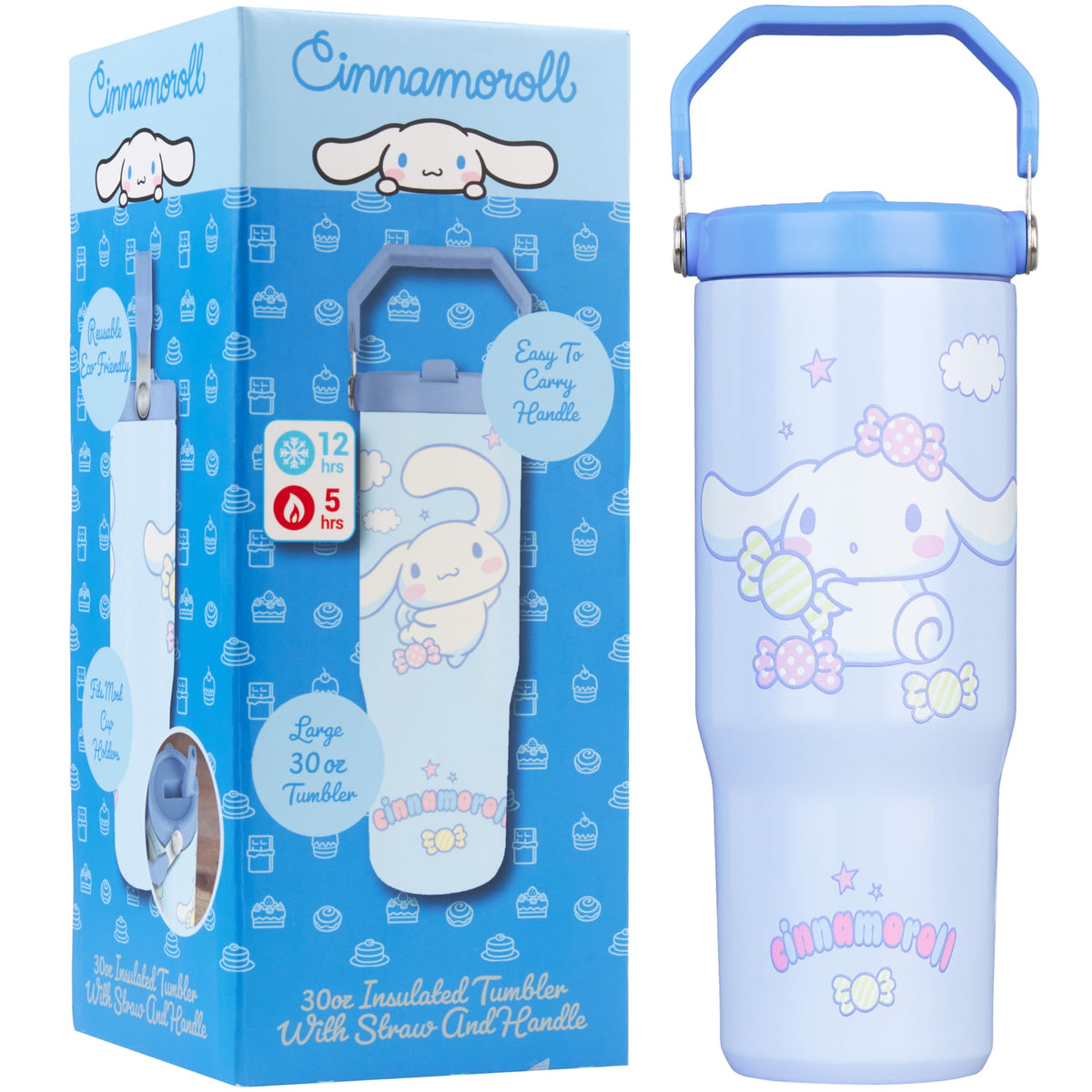 Get Trend Cinnamoroll tumbler front view showing cute design and durable build