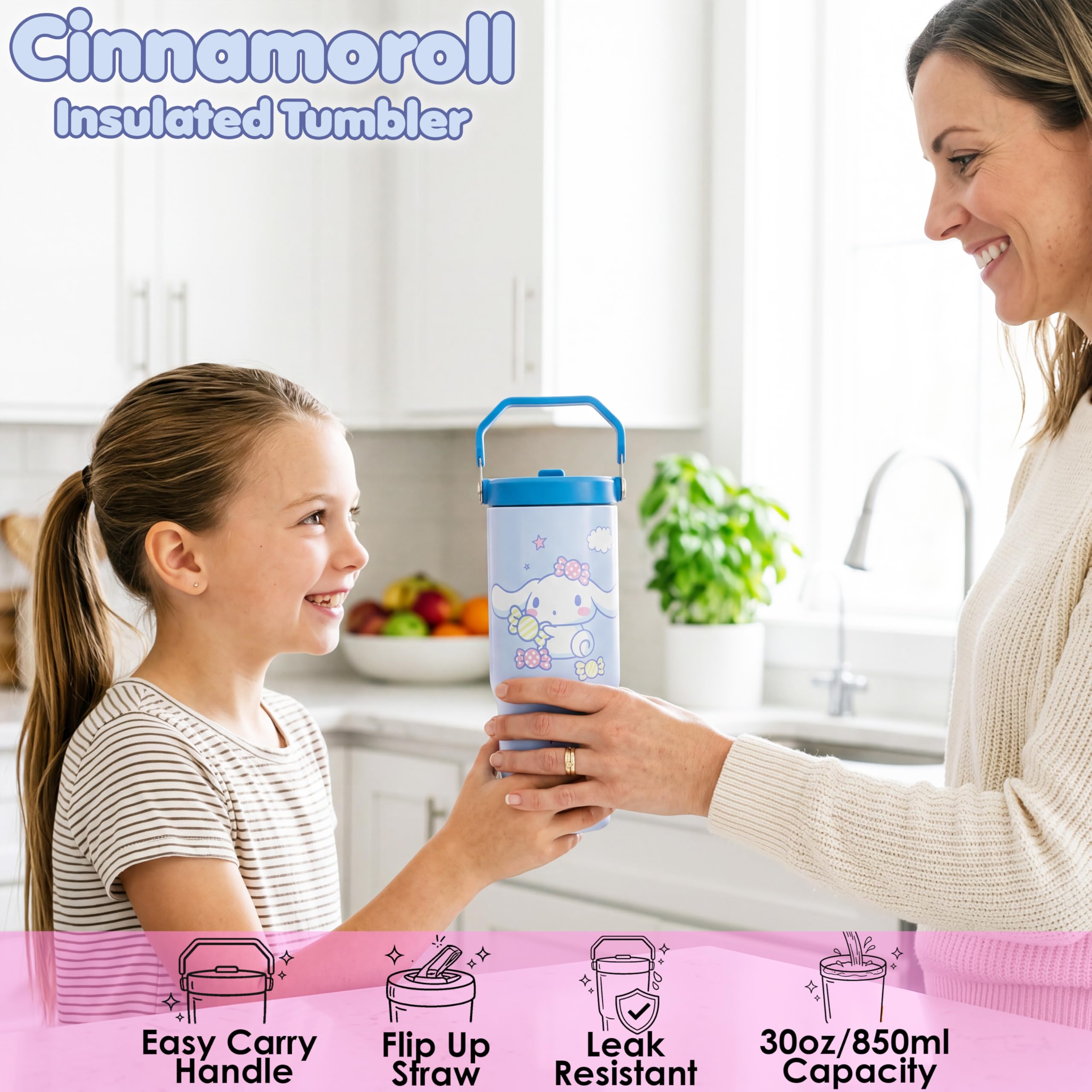 Get Trend Cinnamoroll lid and straw close-up highlighting leak-proof functionality