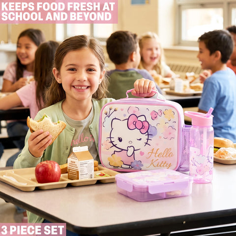 Get Trend Hello Kitty bottle detail showing flip-top straw and silicone seal for spill control