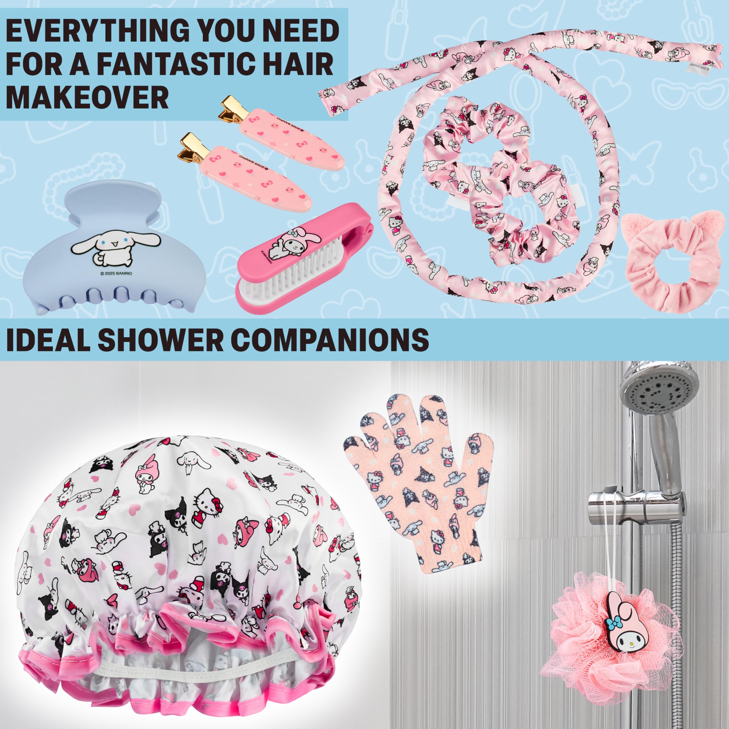 Get Trend Hello Kitty hair accessories detail with scrunchies and sleep mask for comfy use
