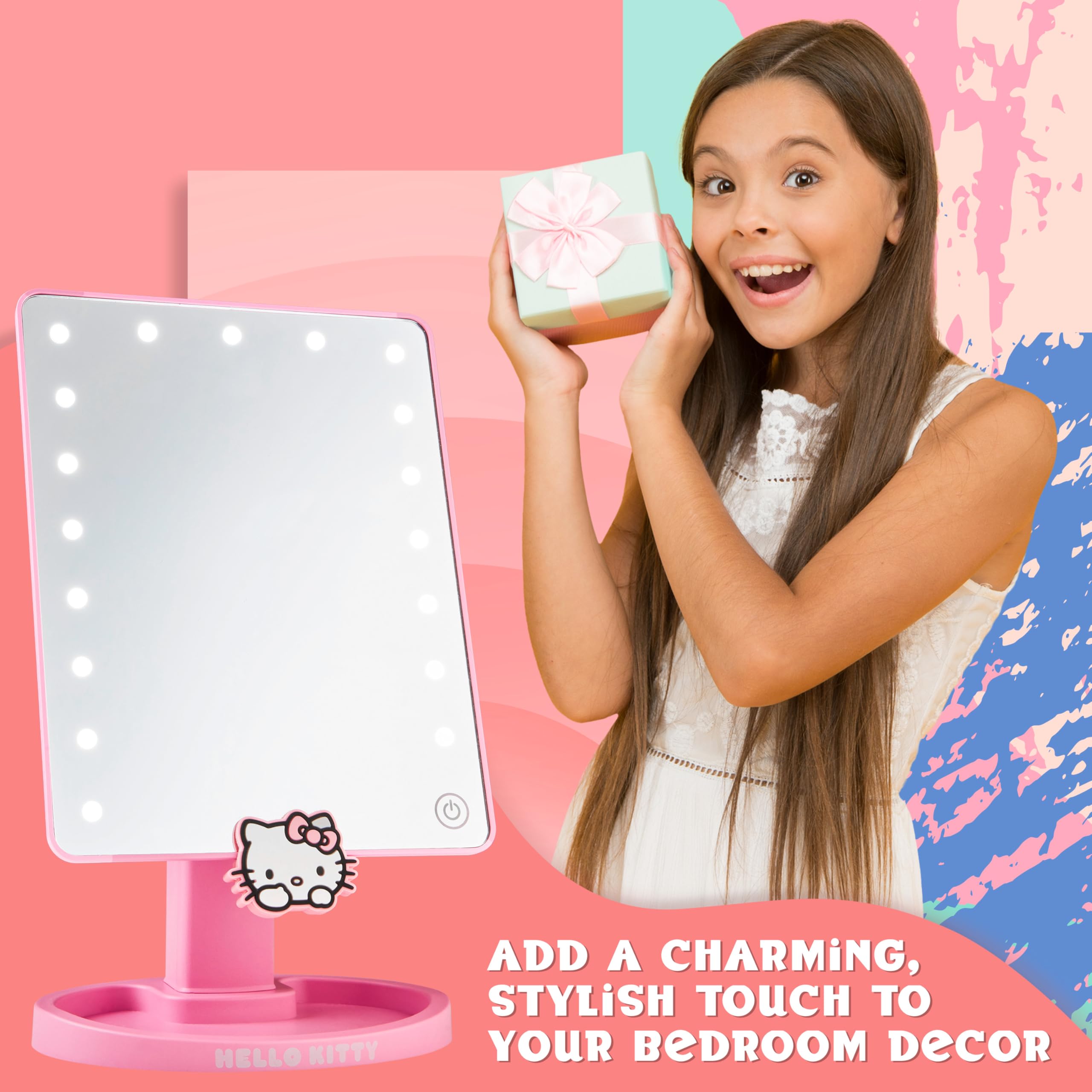 Get Trend Hello Kitty LED lighting switched on for clear makeup visibility and even light