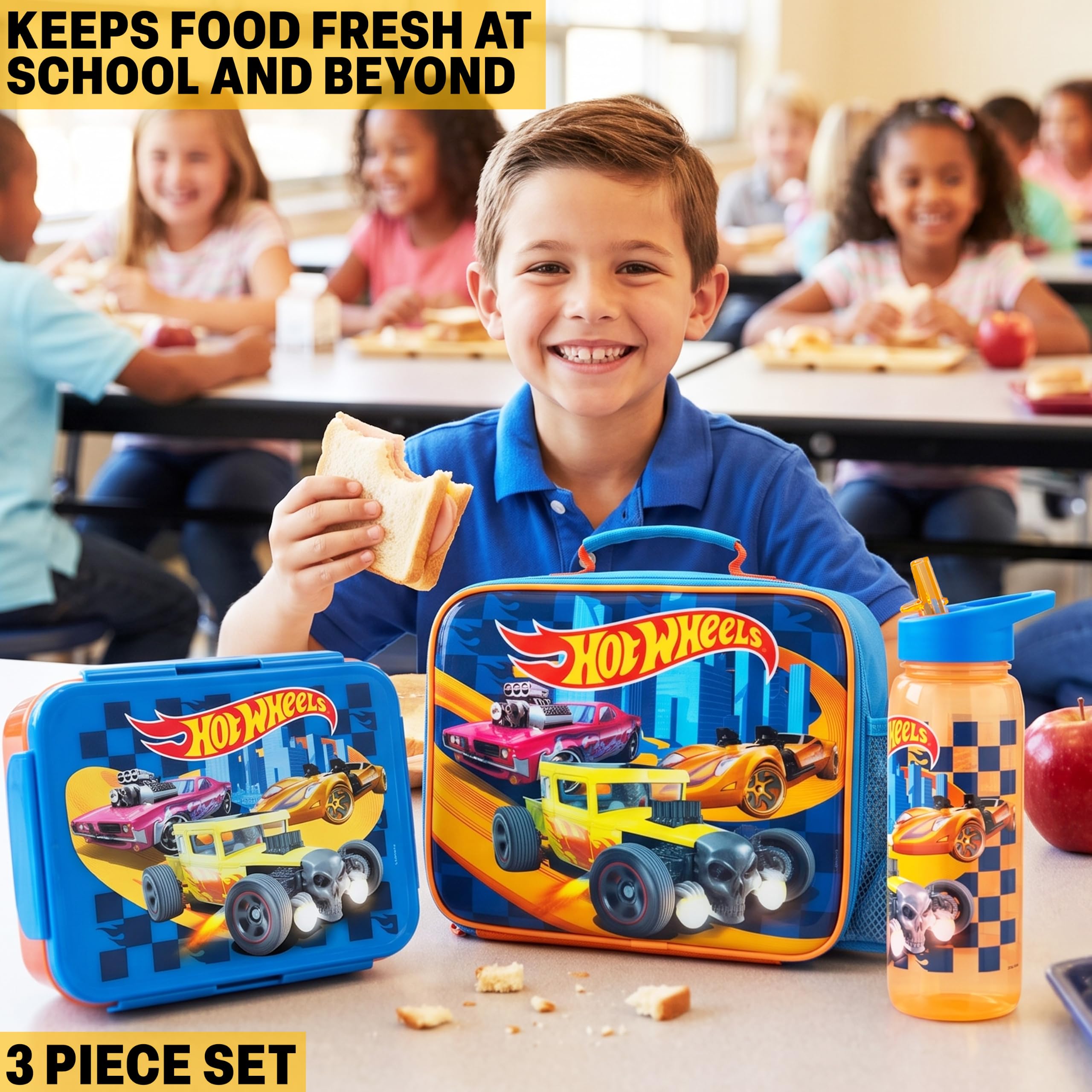 Get Trend Hot Wheels 22oz water bottle detail showing flip-top straw for easy sipping