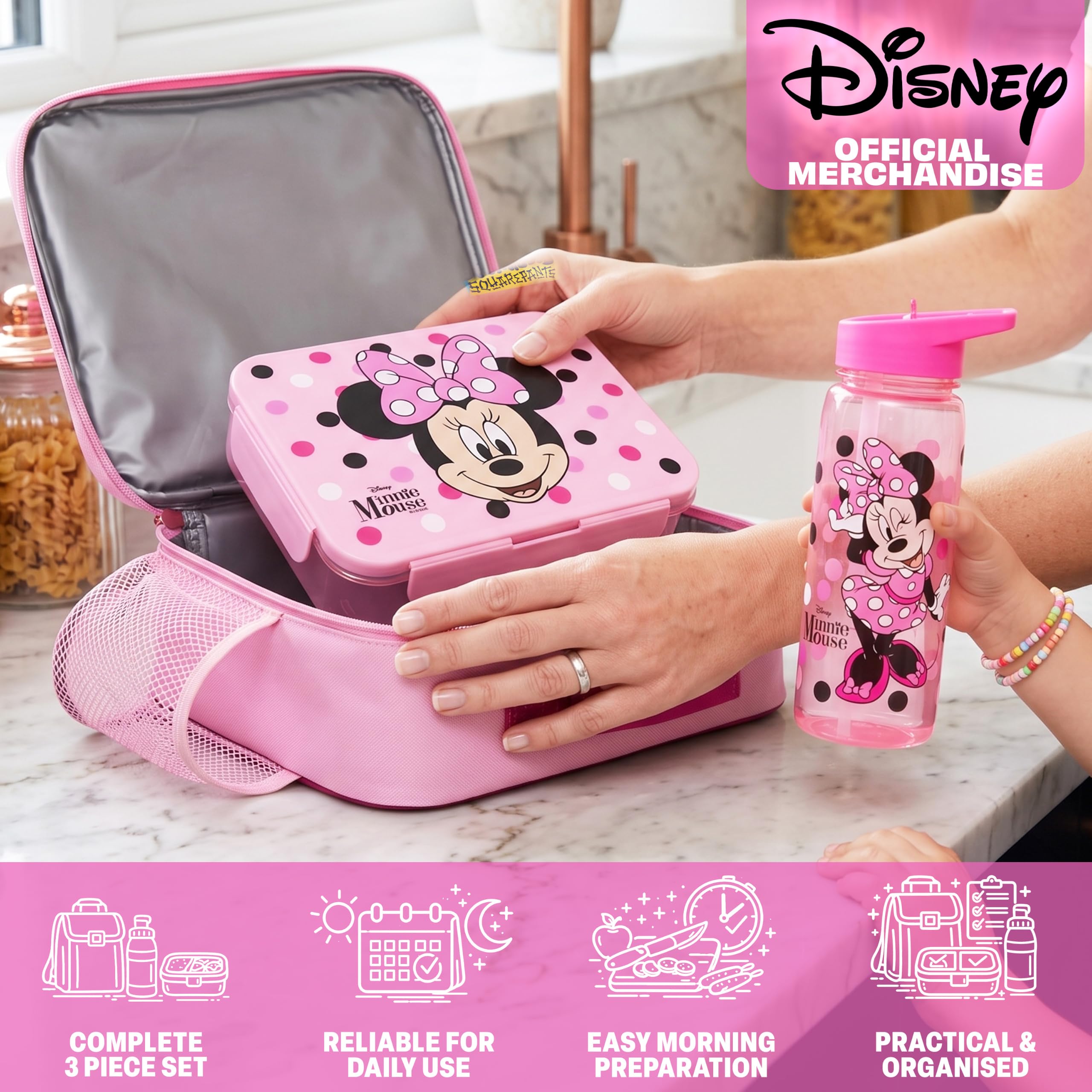 Get Trend Minnie Mouse bento box open with compartments highlighting organized meals