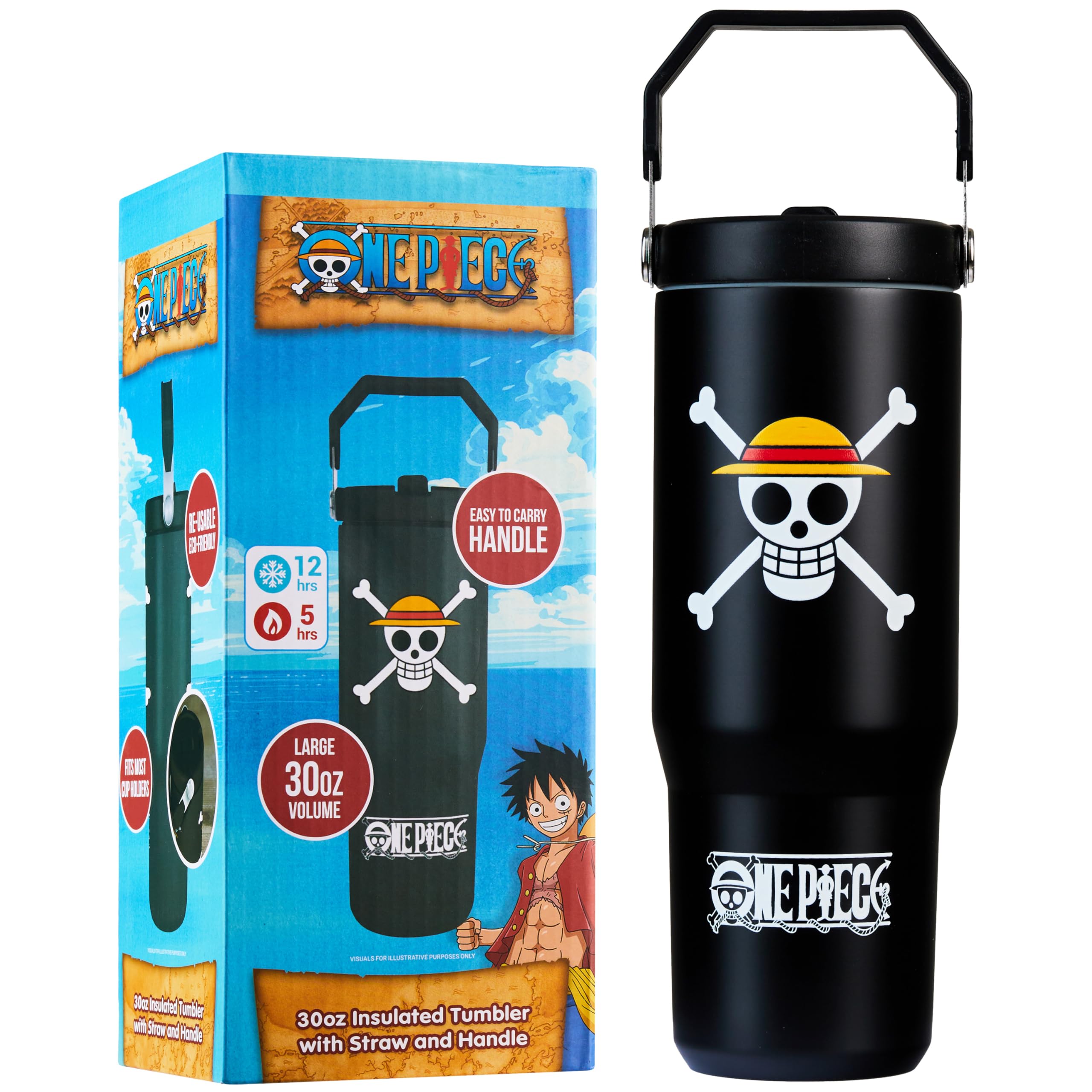 Get Trend tumbler front view showing One Piece design and 30oz capacity benefit