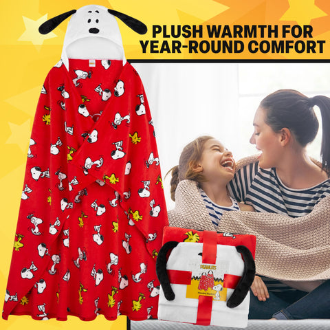 Get Trend Snoopy size comparison beside person showing 51x59 inch fit