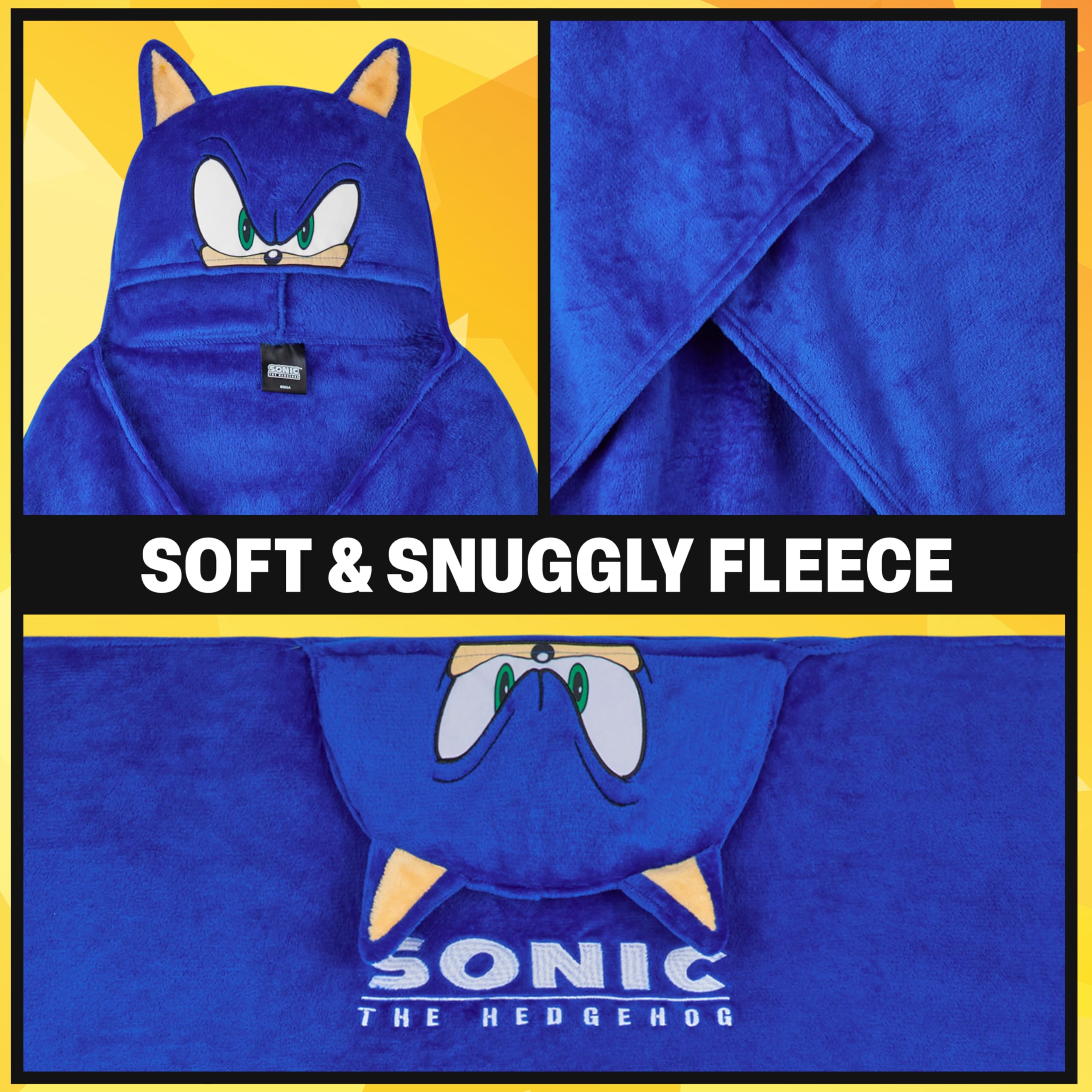 Get Trend child wearing the hooded blanket demonstrating comfort and mobility benefit