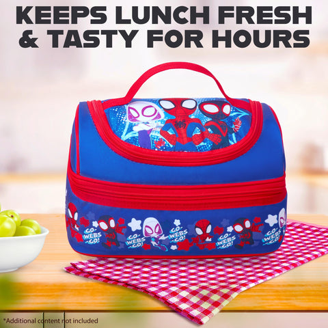 Get Trend Spidey beside a standard lunchbox to show compact size benefit