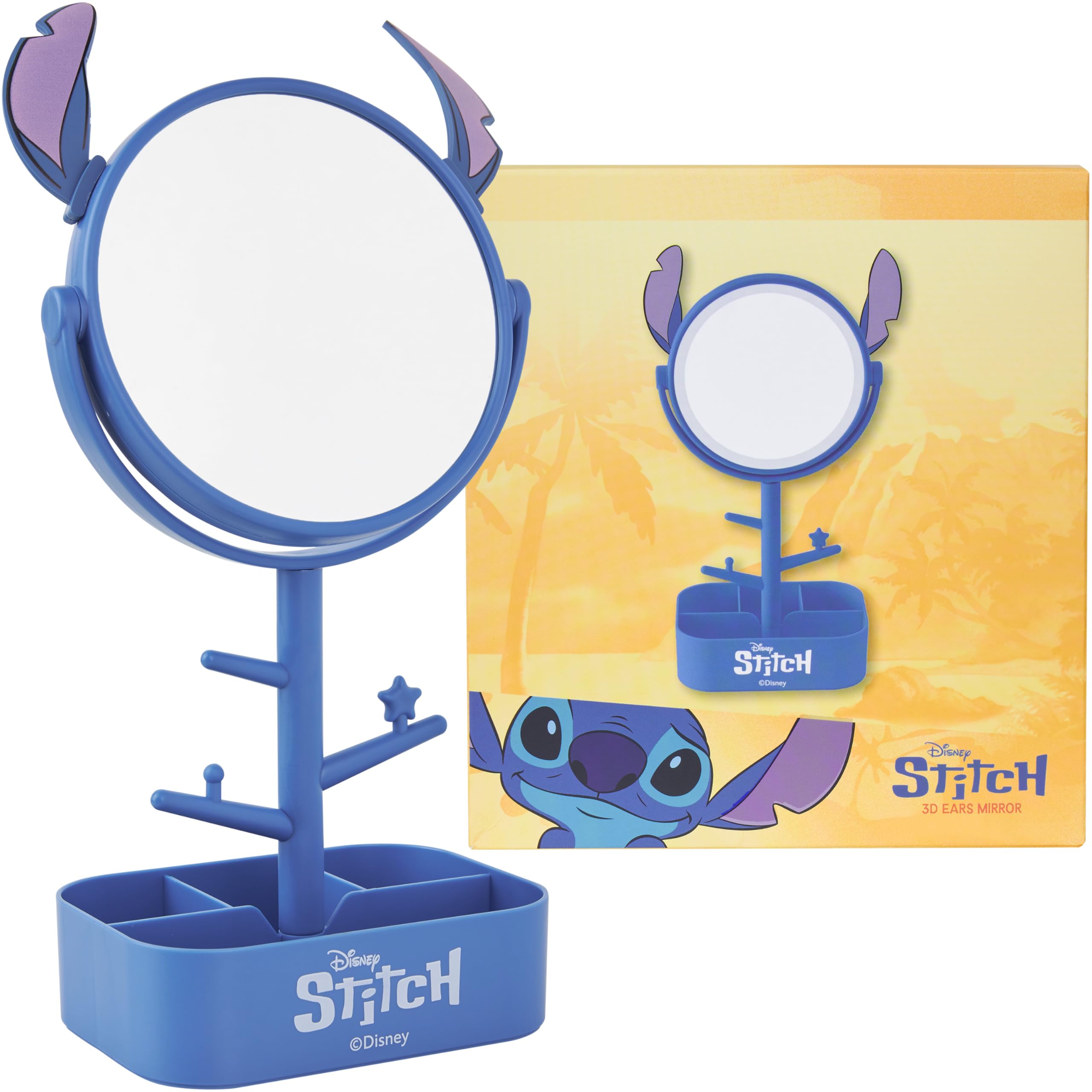 Get Trend Stitch mirror front view showing compact design and cute styling benefit: organized vanity