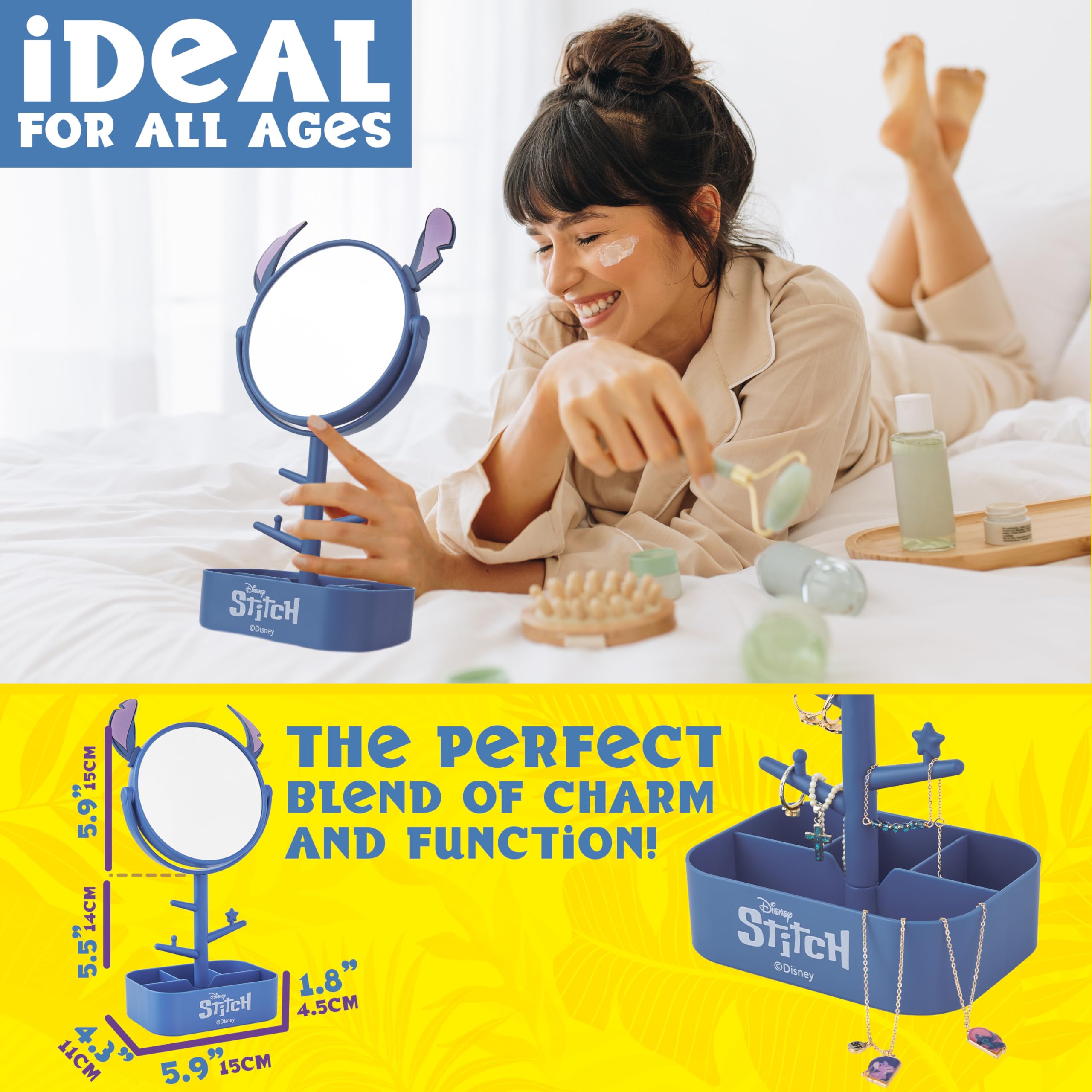 Get Trend Stitch mirror on a dresser in a bedroom setting showing decorative and practical benefit