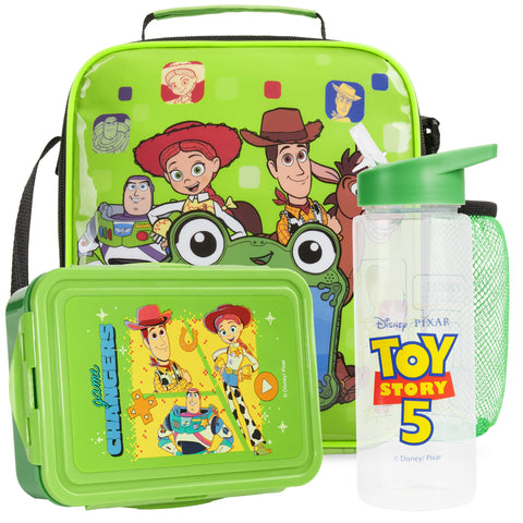 Get Trend Toy Story lunch bag front view with characters and zip closure