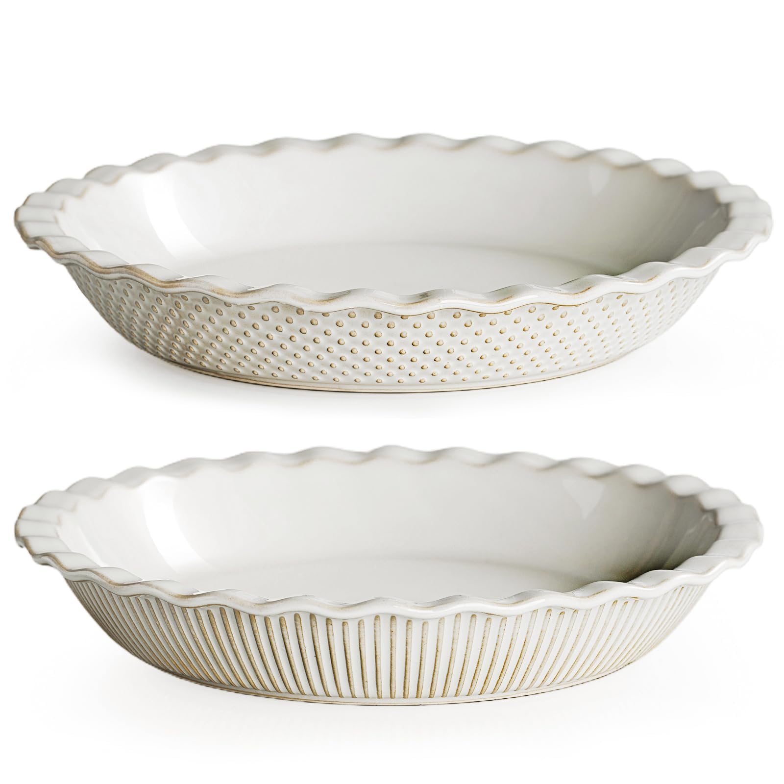 getstar front view of two 9-inch pie pans showing farmhouse appeal and serving-ready look